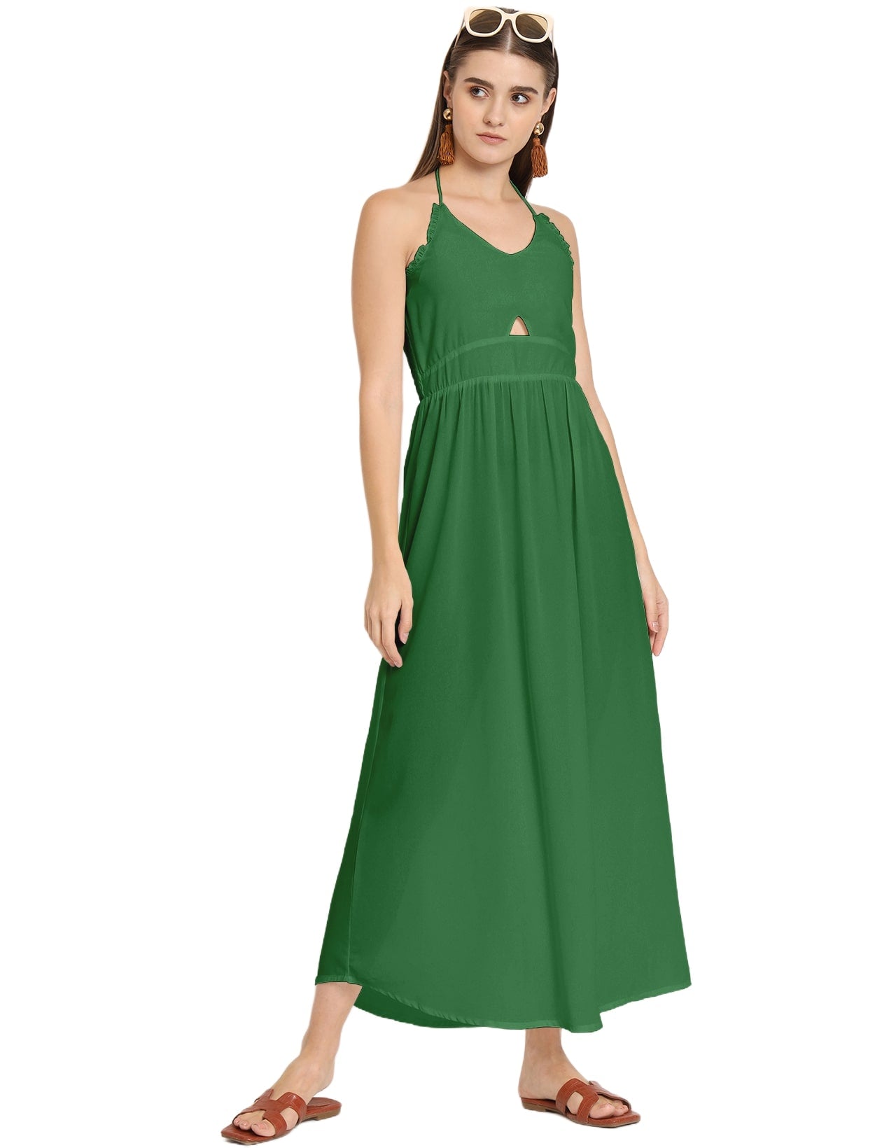 Printed Cut Out Halter Dress