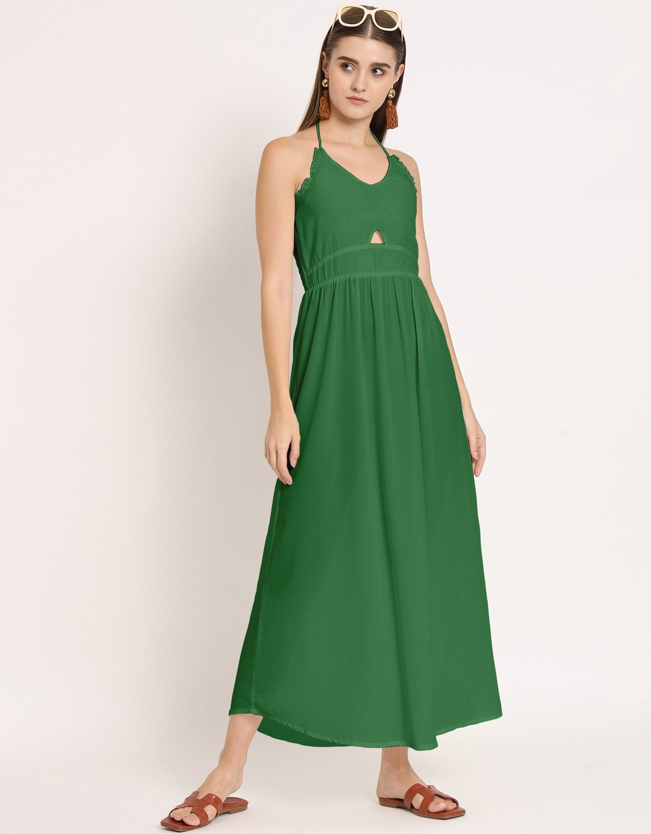 Printed Cut Out Halter Dress