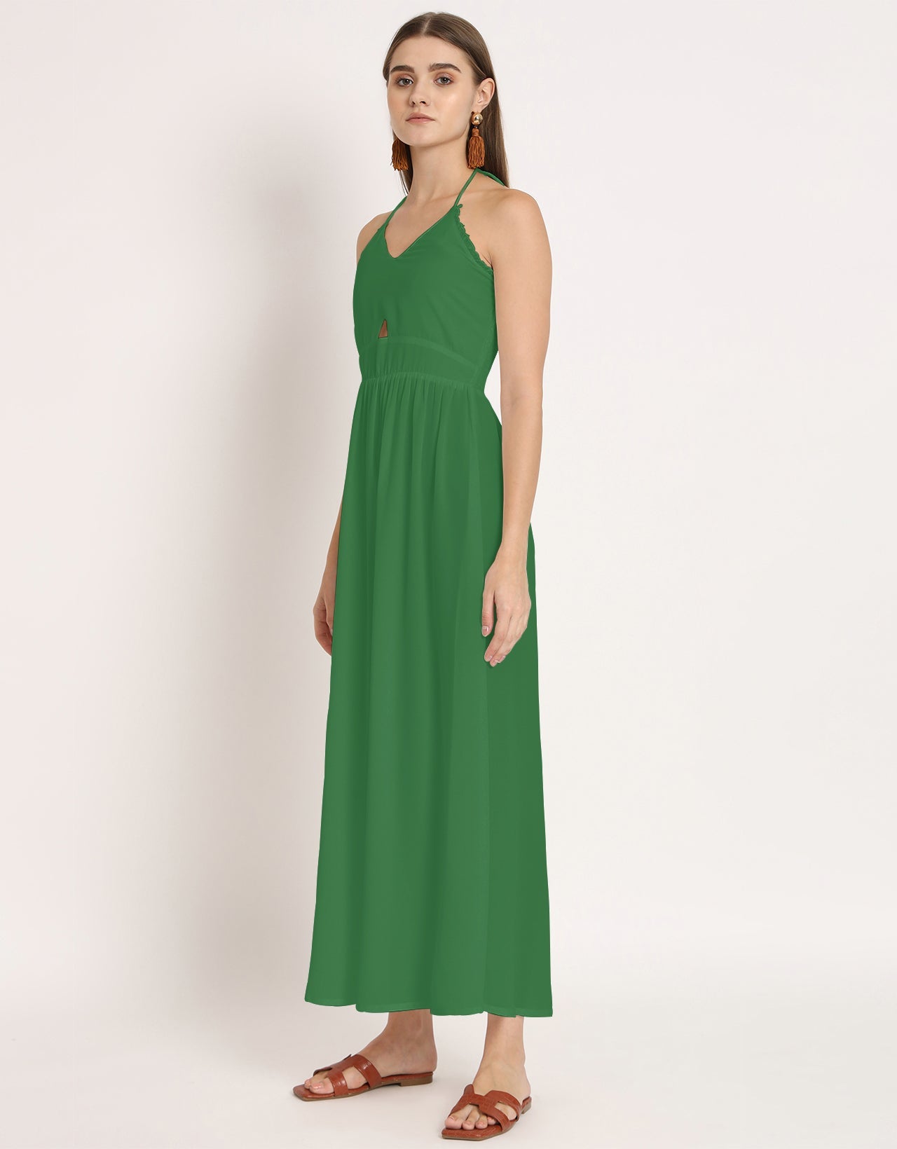 Printed Cut Out Halter Dress