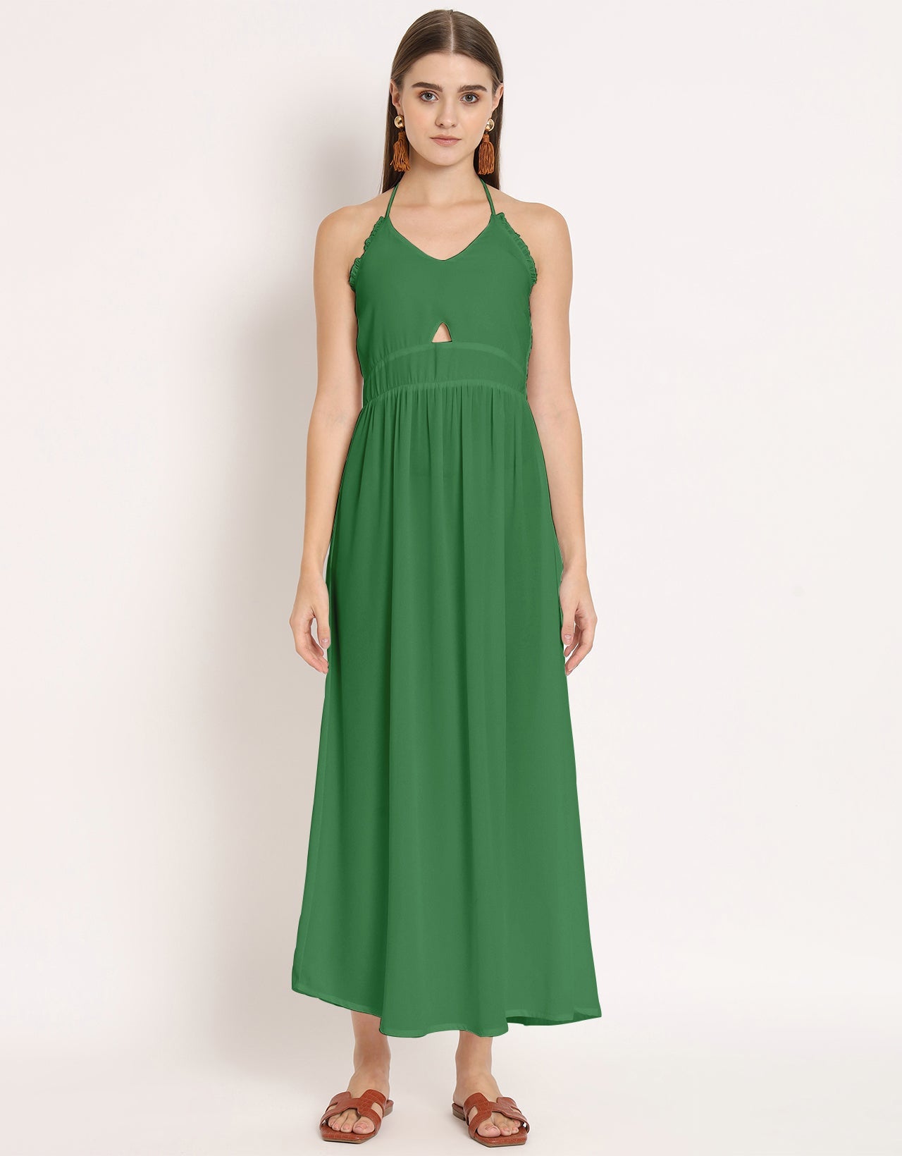Printed Cut Out Halter Dress