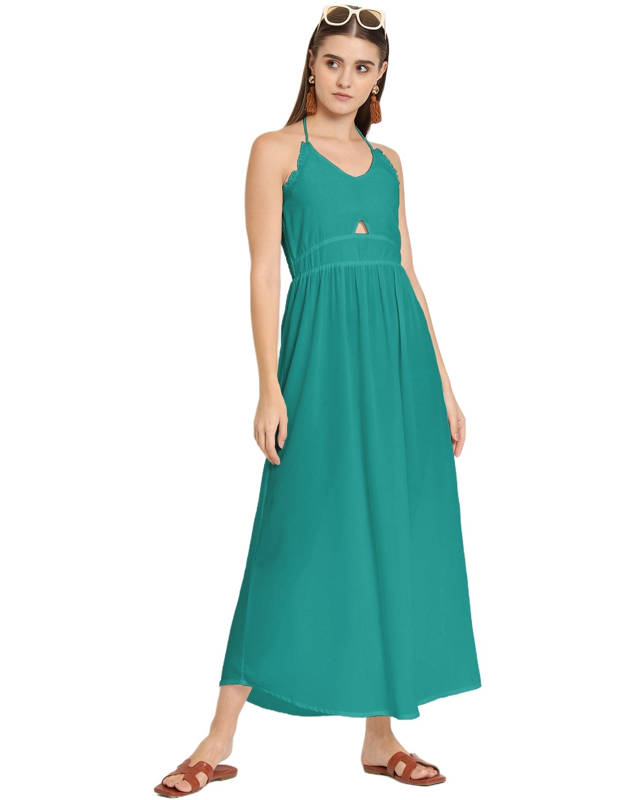 Printed Cut Out Halter Dress