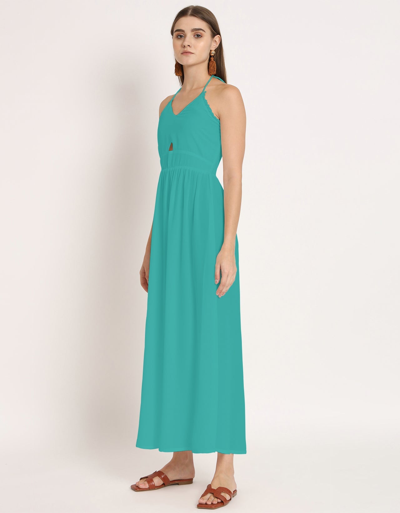 Printed Cut Out Halter Dress