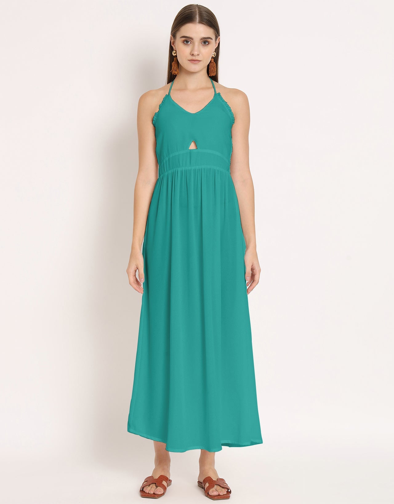 Printed Cut Out Halter Dress