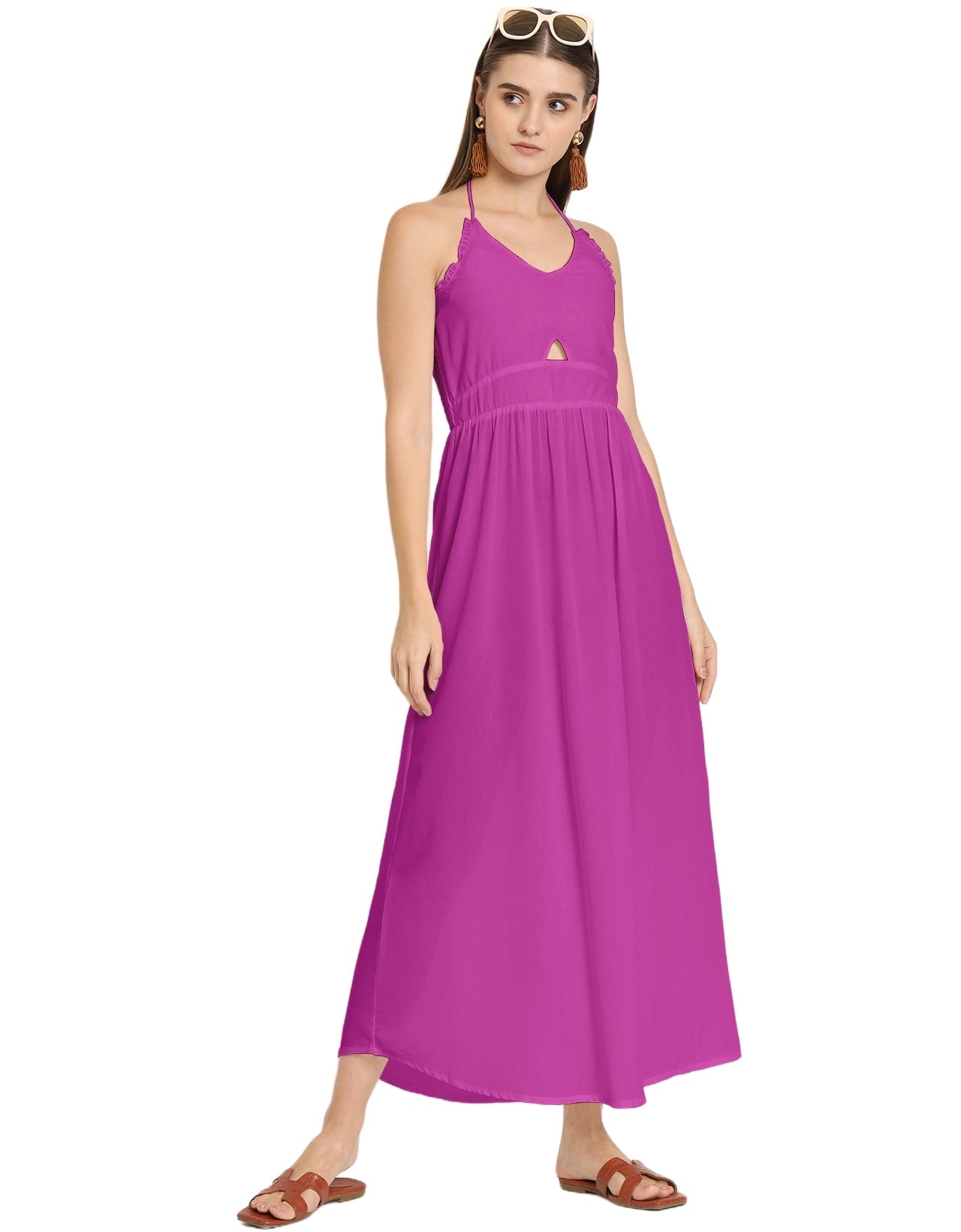 Printed Cut Out Halter Dress