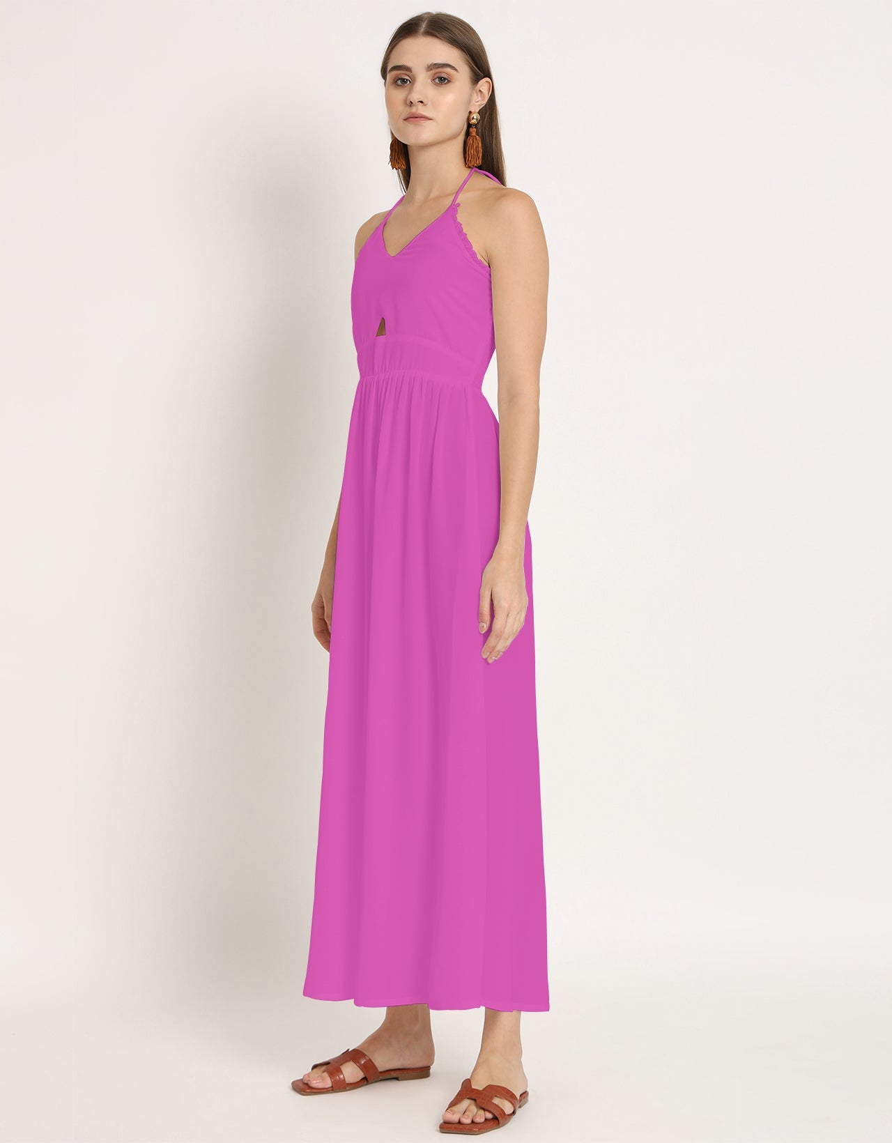 Printed Cut Out Halter Dress