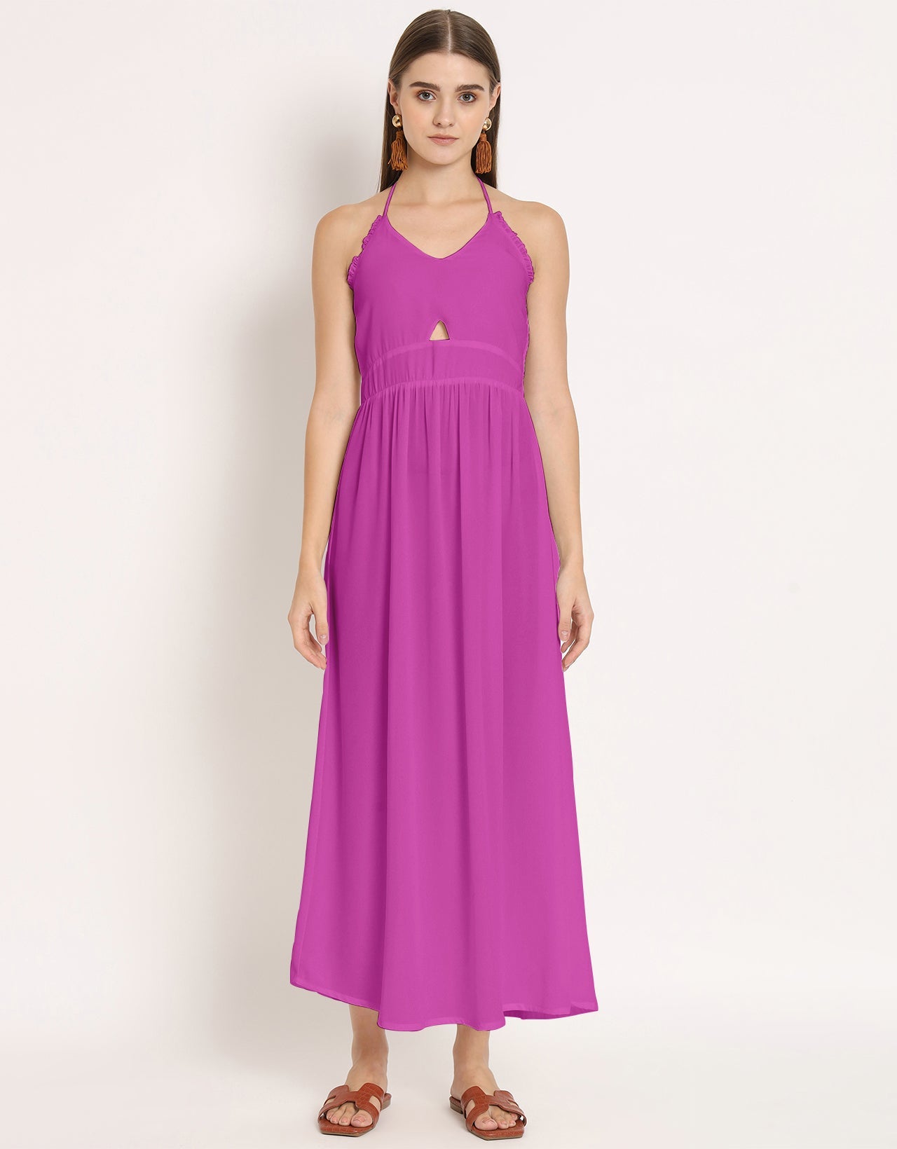 Printed Cut Out Halter Dress