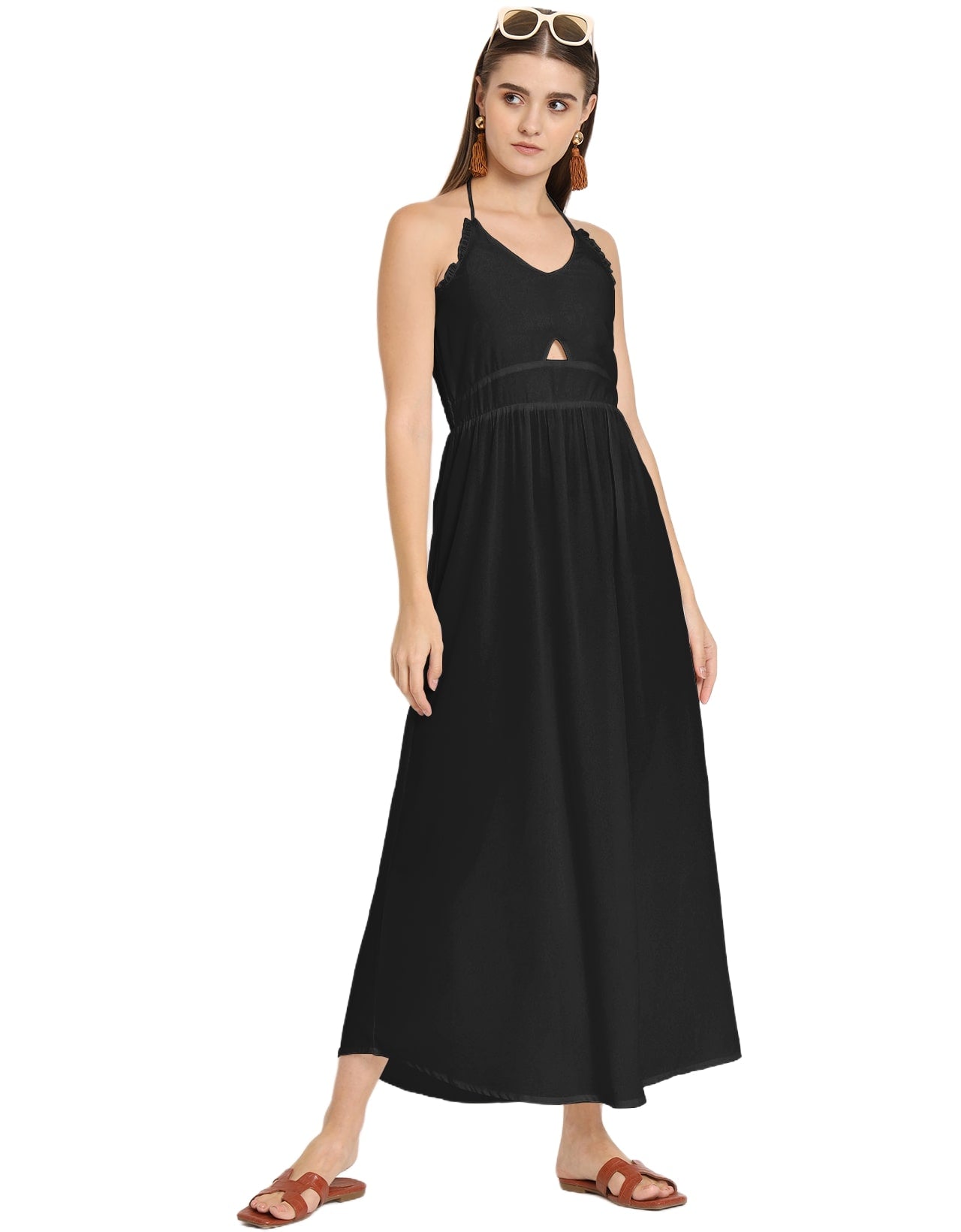 Printed Cut Out Halter Dress