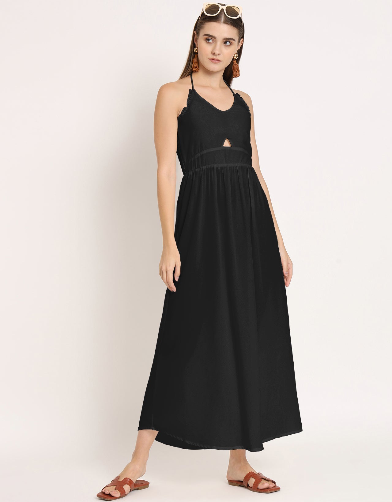 Printed Cut Out Halter Dress