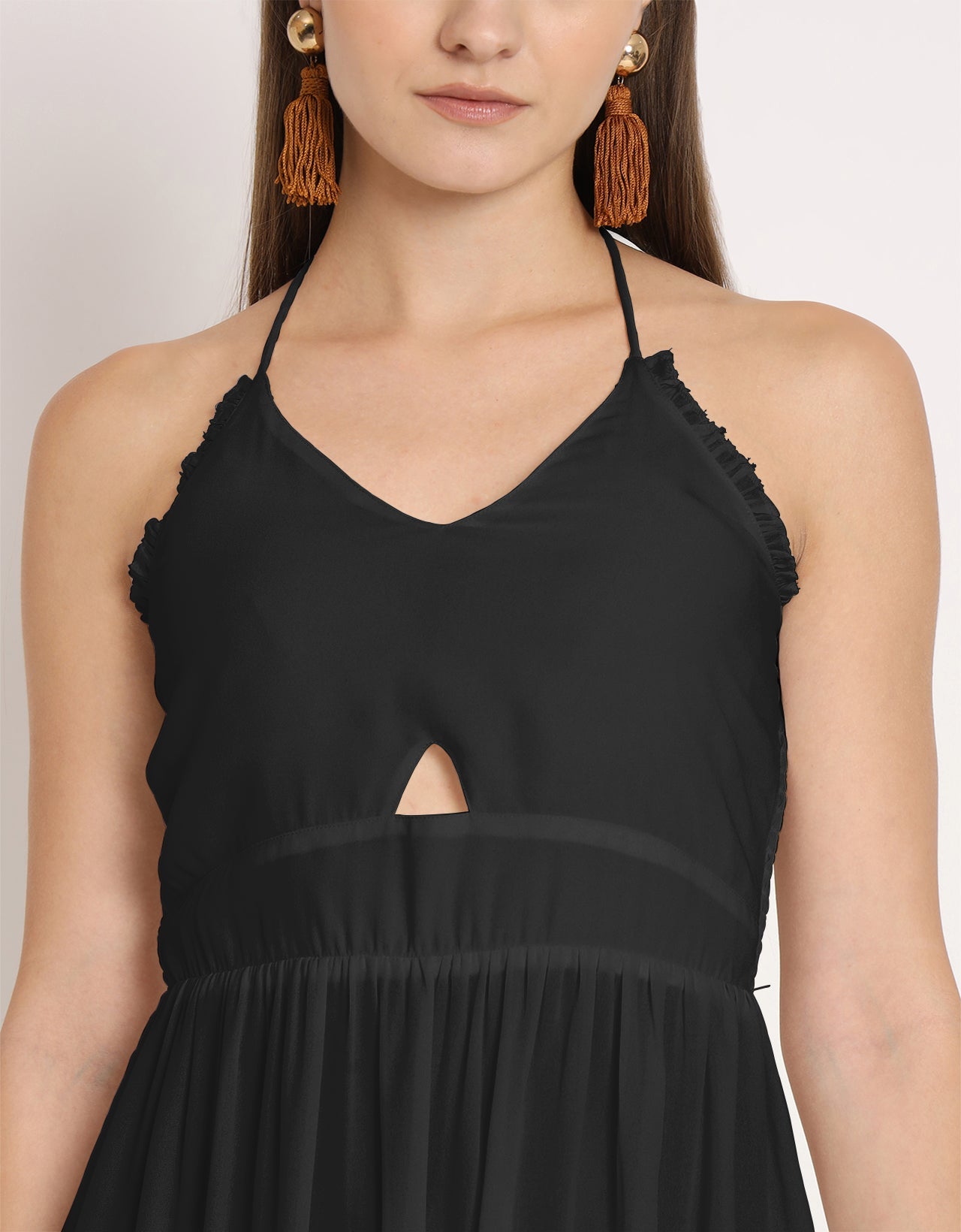 Printed Cut Out Halter Dress