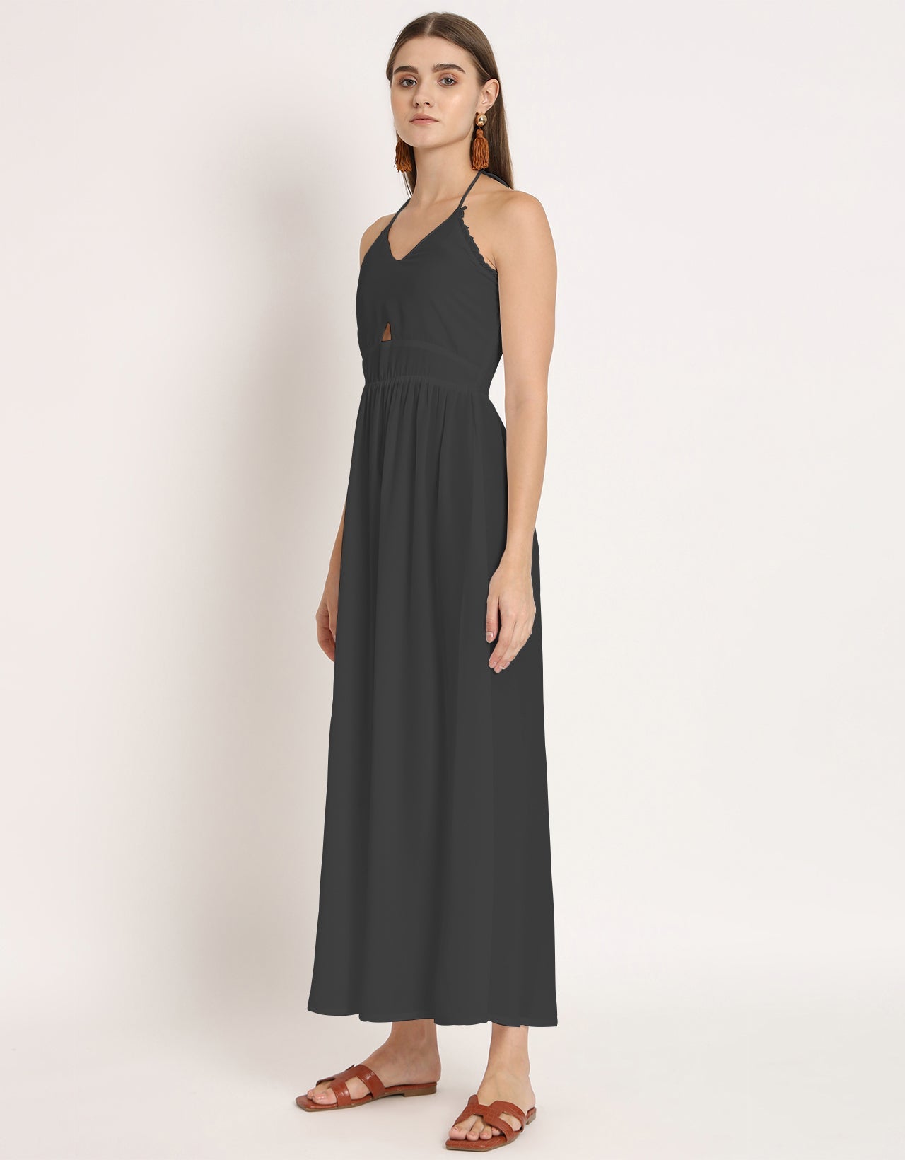 Printed Cut Out Halter Dress
