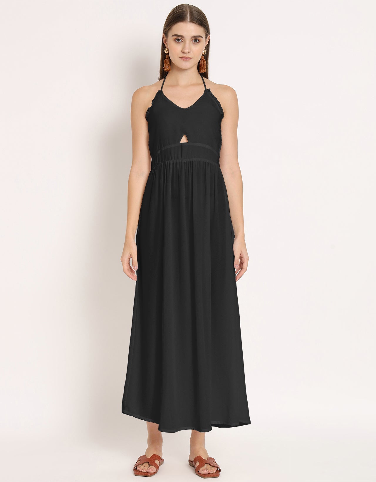 Printed Cut Out Halter Dress