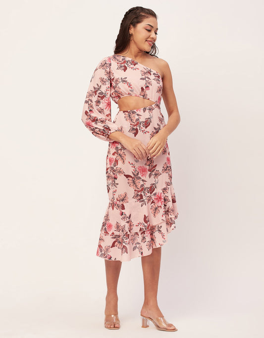 One Shoulder Ruffle Dress