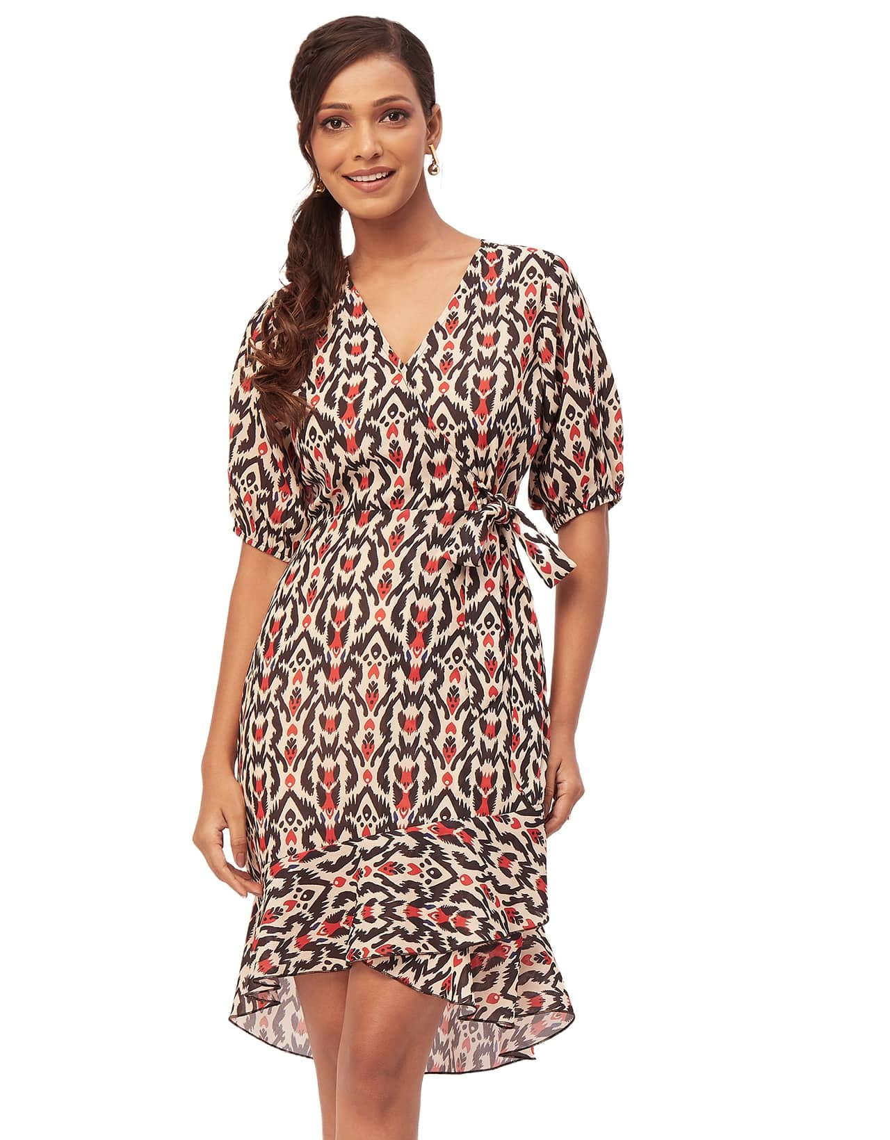 Casual Dresses, V-Neck Asymmetric