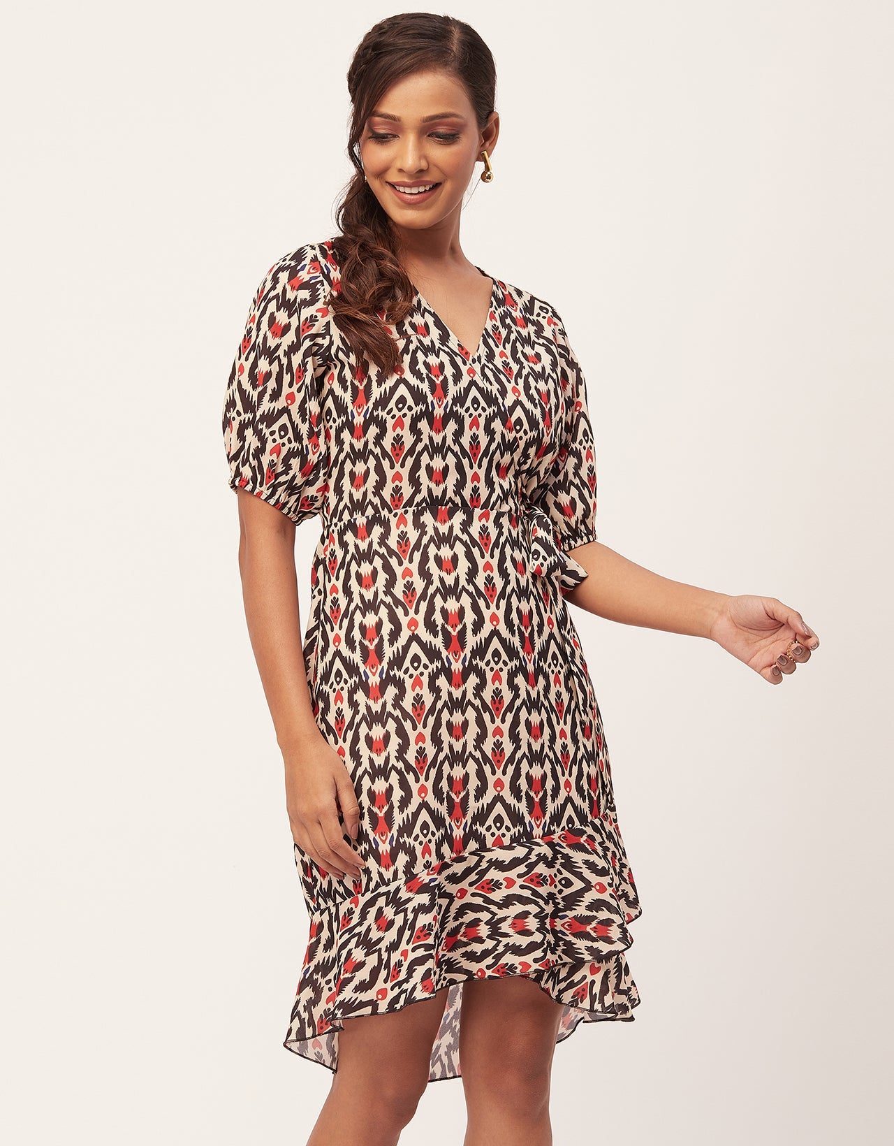 Casual Dresses, V-Neck Asymmetric
