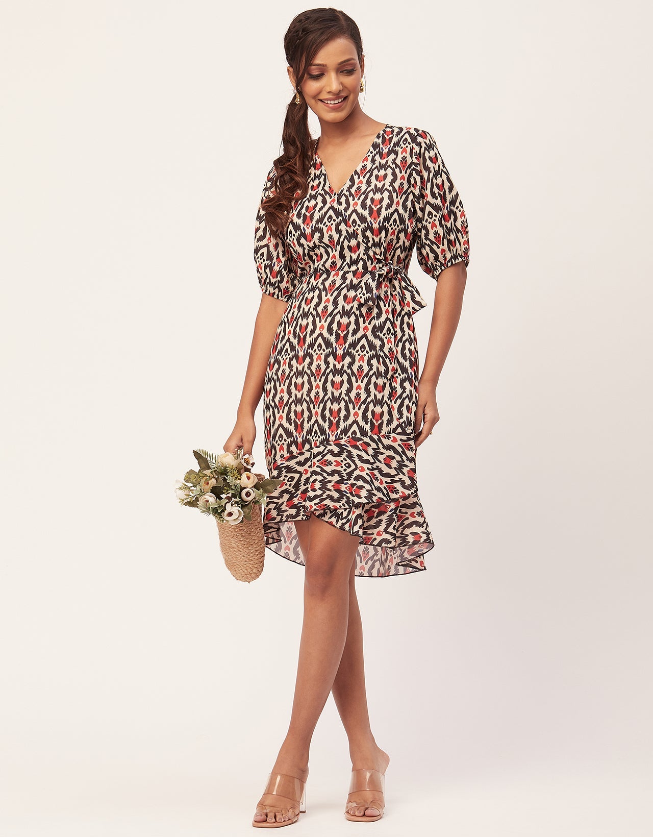 Casual Dresses, V-Neck Asymmetric