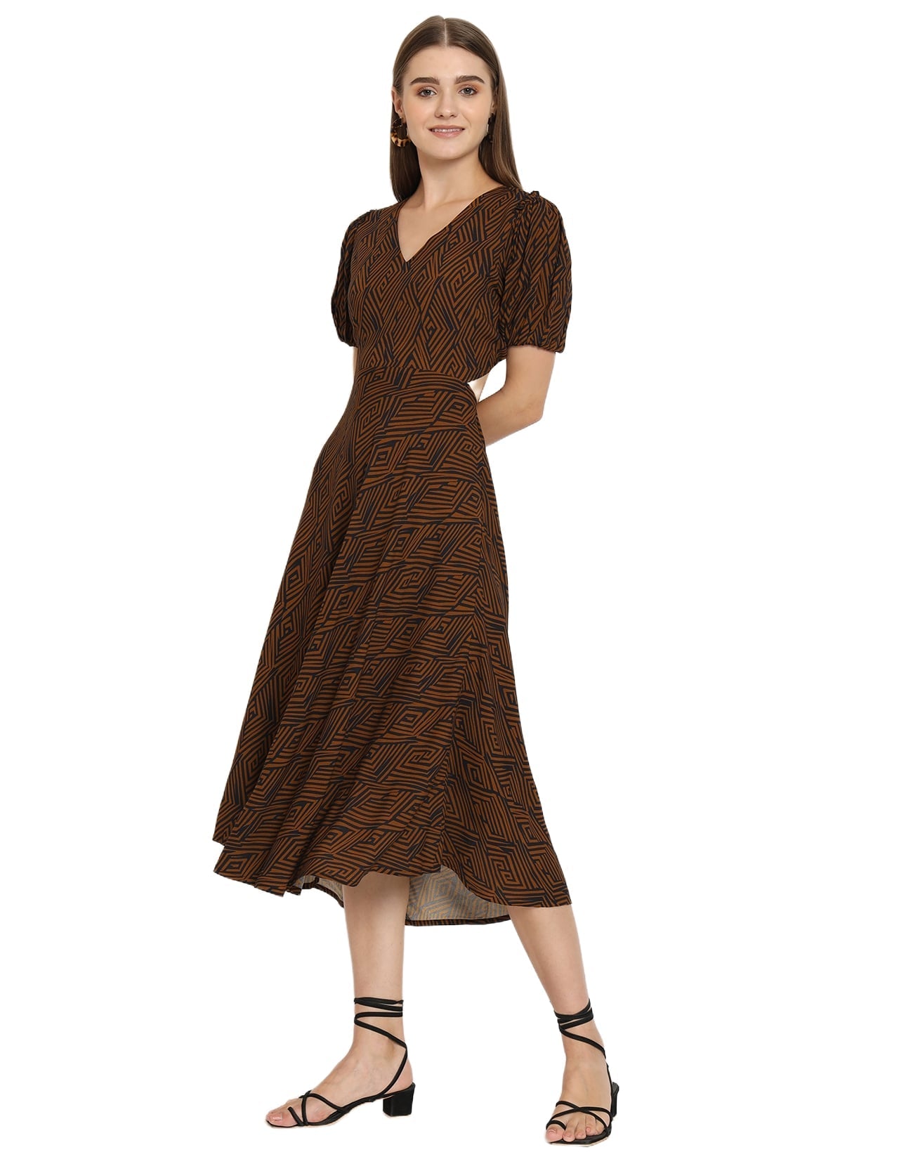 A-Line Styled Back Viscose Dress