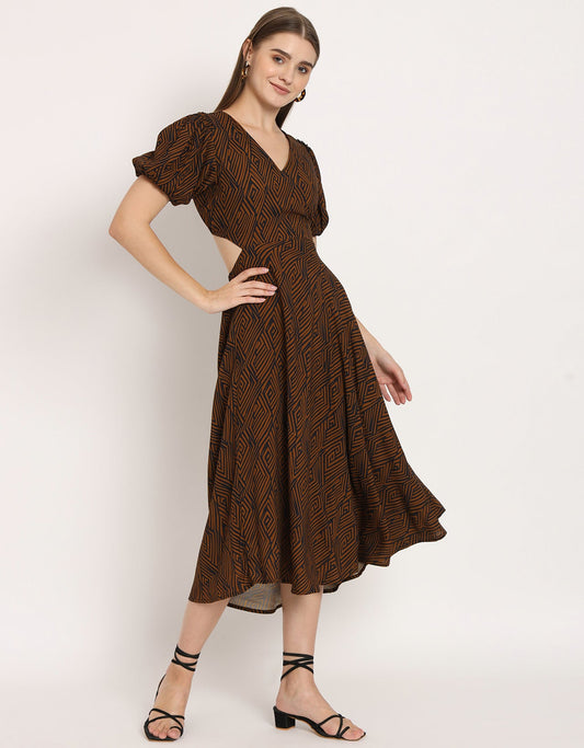 A-Line Styled Back Viscose Dress