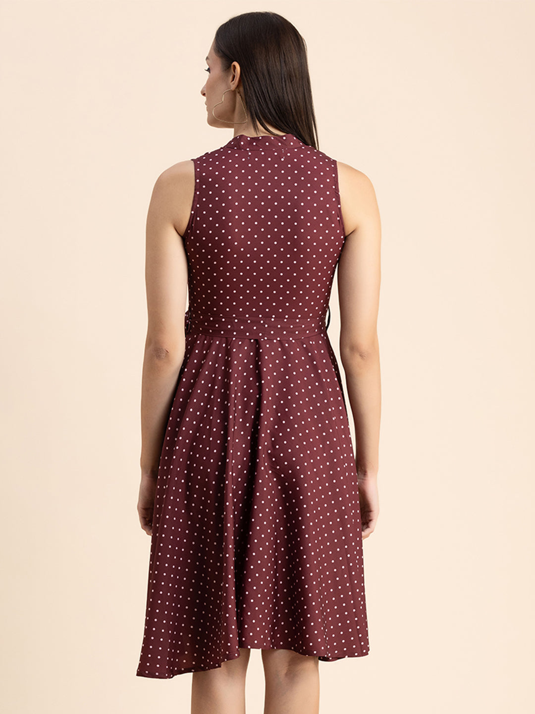 V Neck Printed Dress, Knee