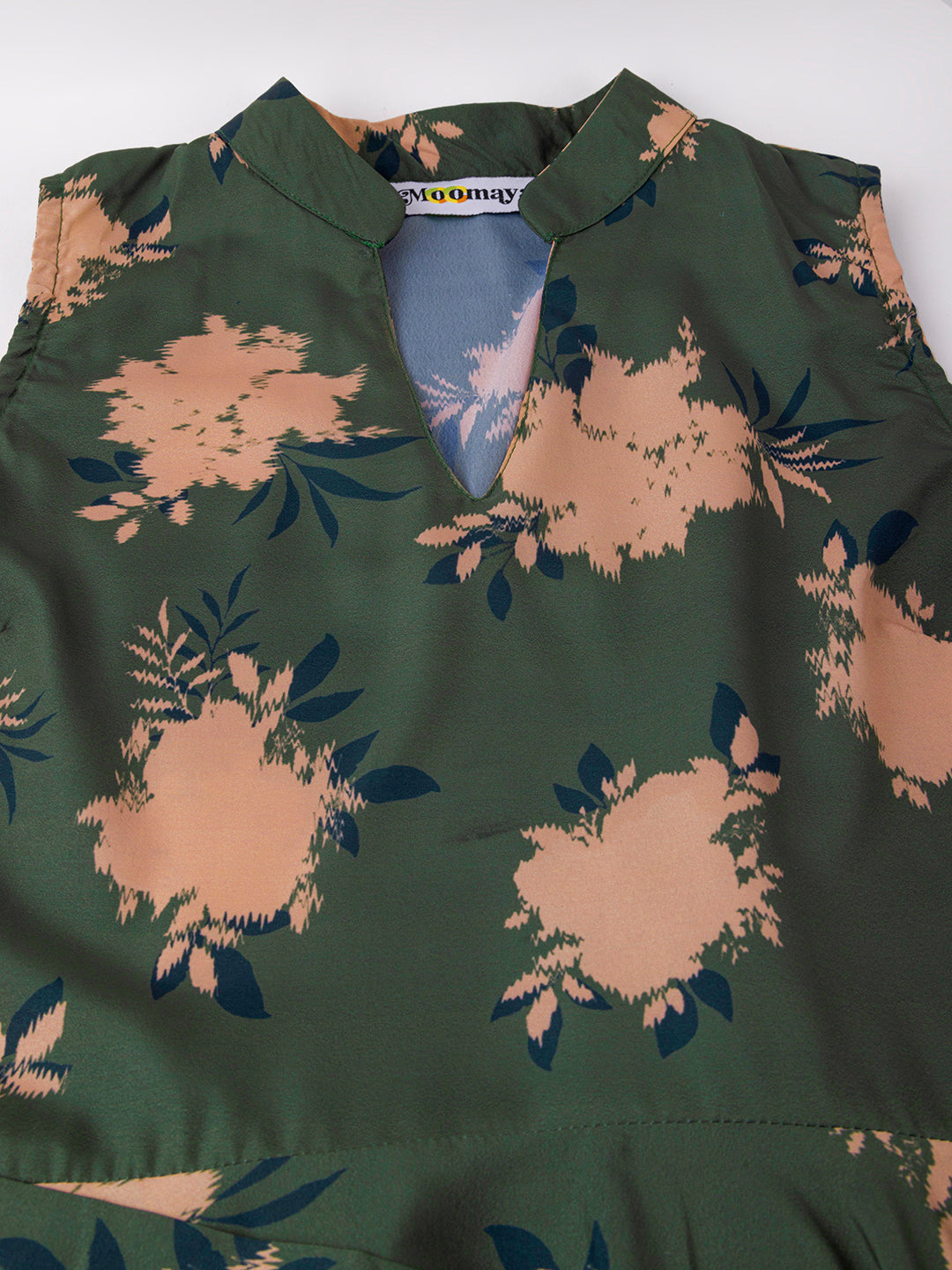 V Neck Printed Dress, Knee