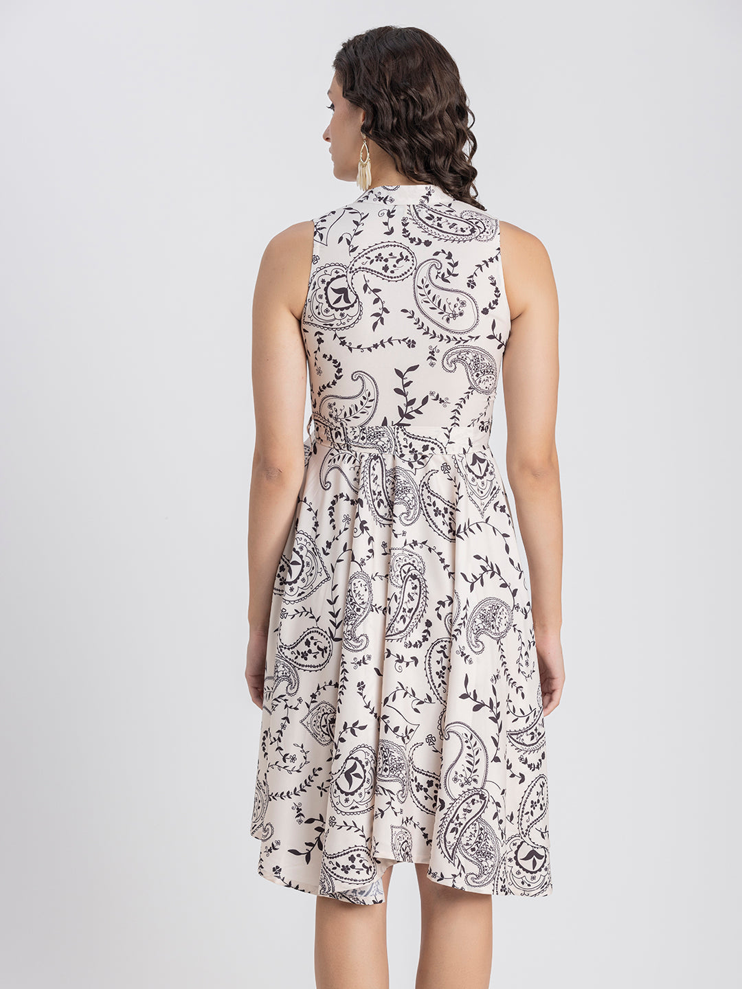 V Neck Printed Dress, Knee