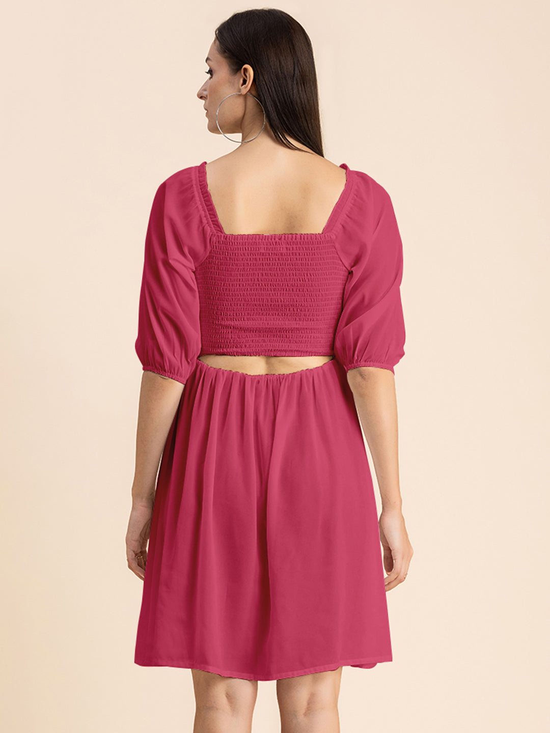 Solid Ruched Midi Dress