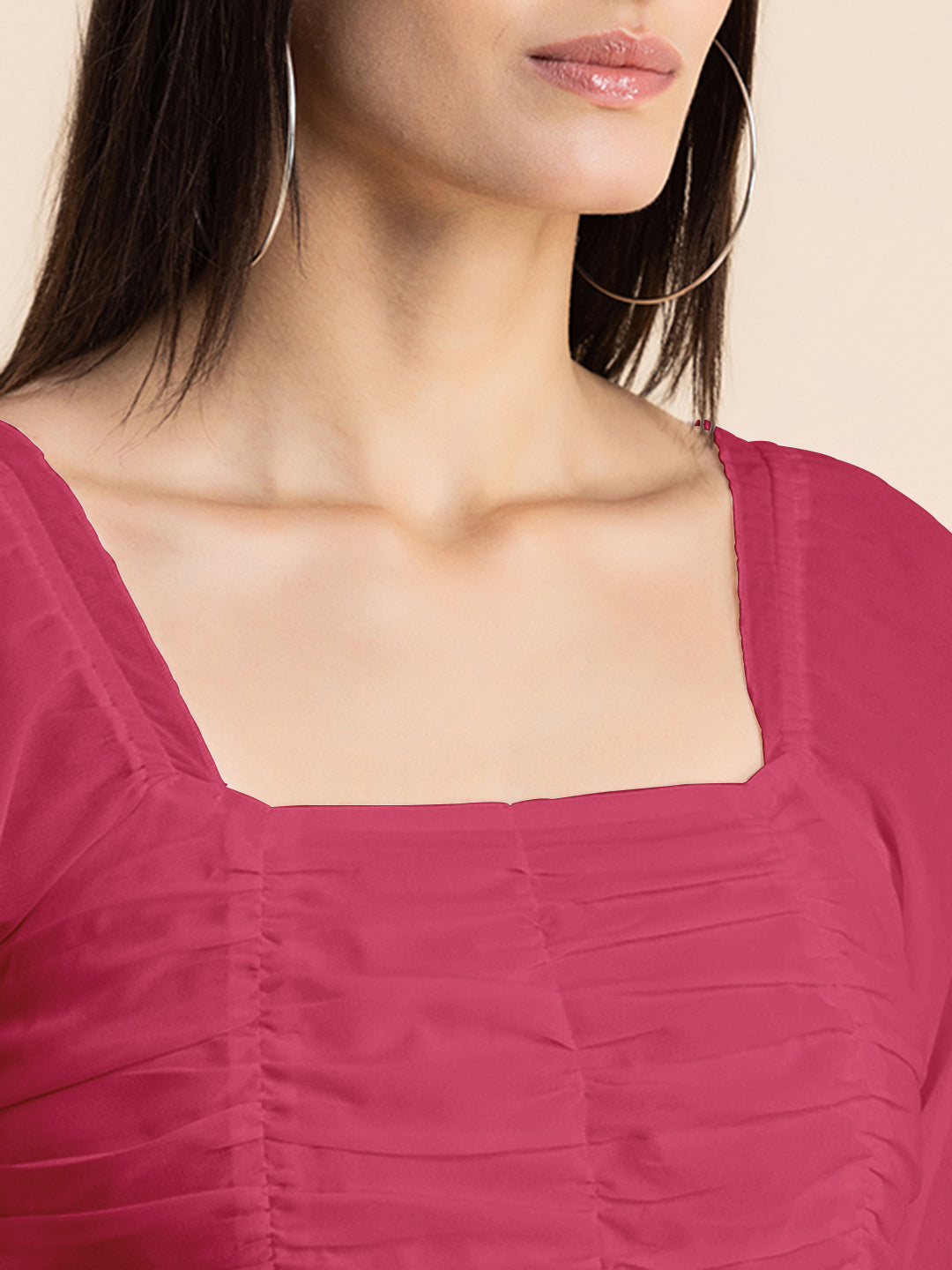 Solid Ruched Midi Dress