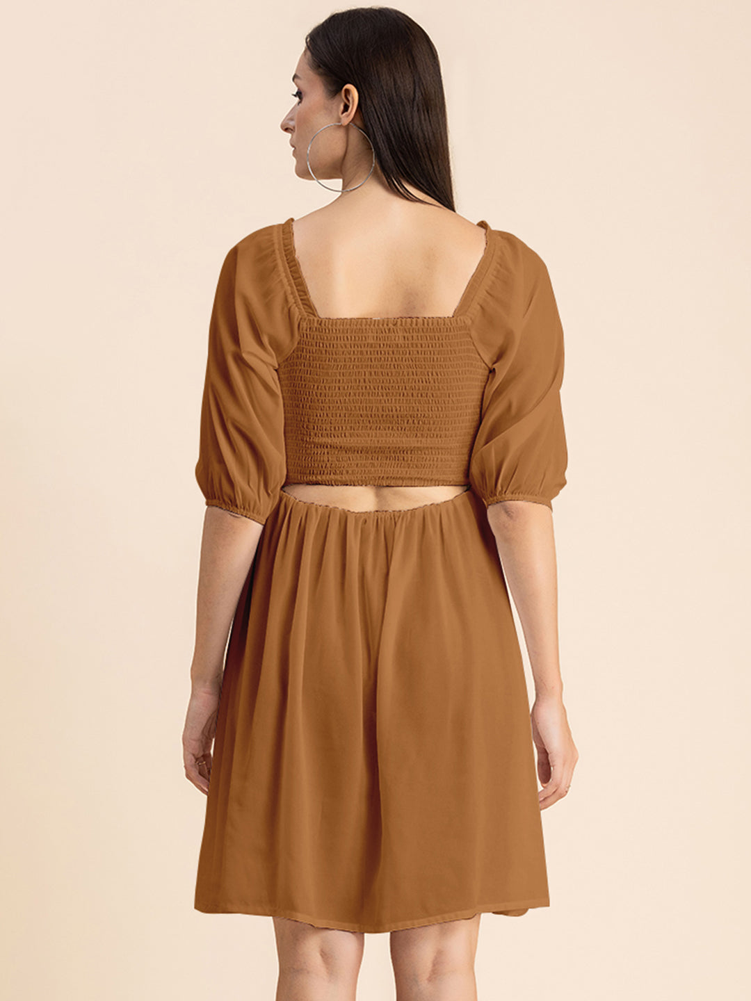 Solid Ruched Midi Dress