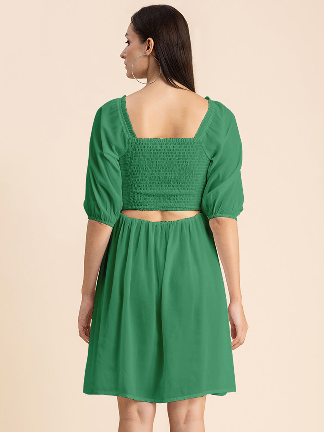 Solid Ruched Midi Dress