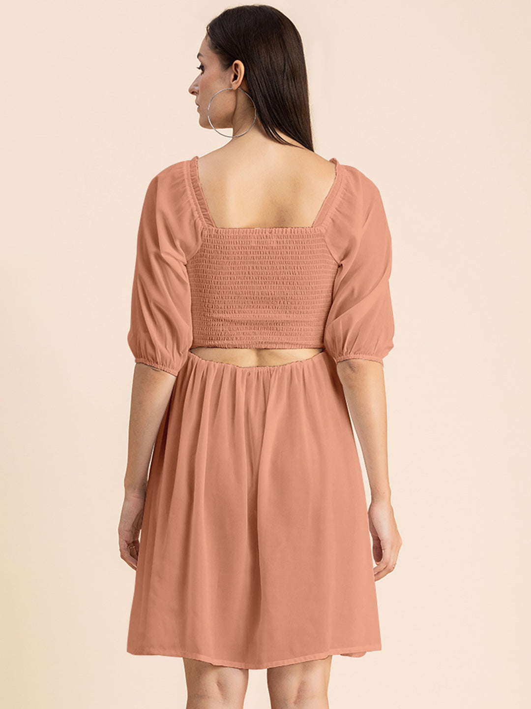 Solid Ruched Midi Dress