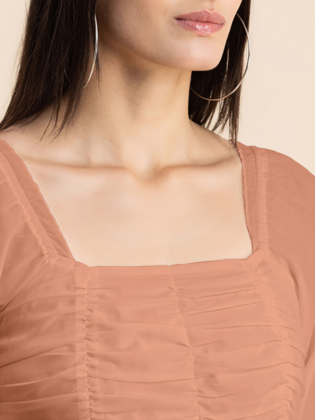 Solid Ruched Midi Dress