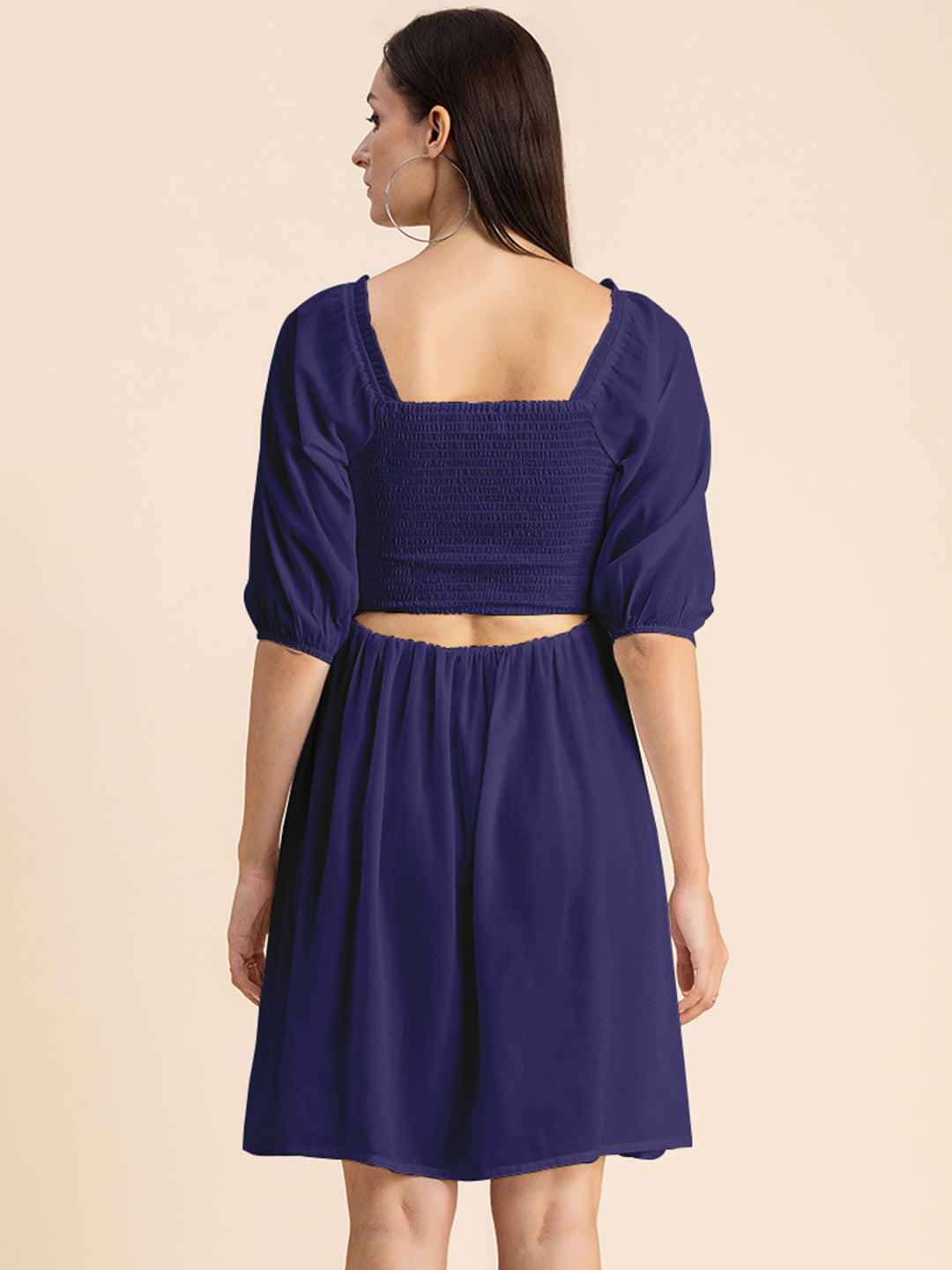 Solid Ruched Midi Dress