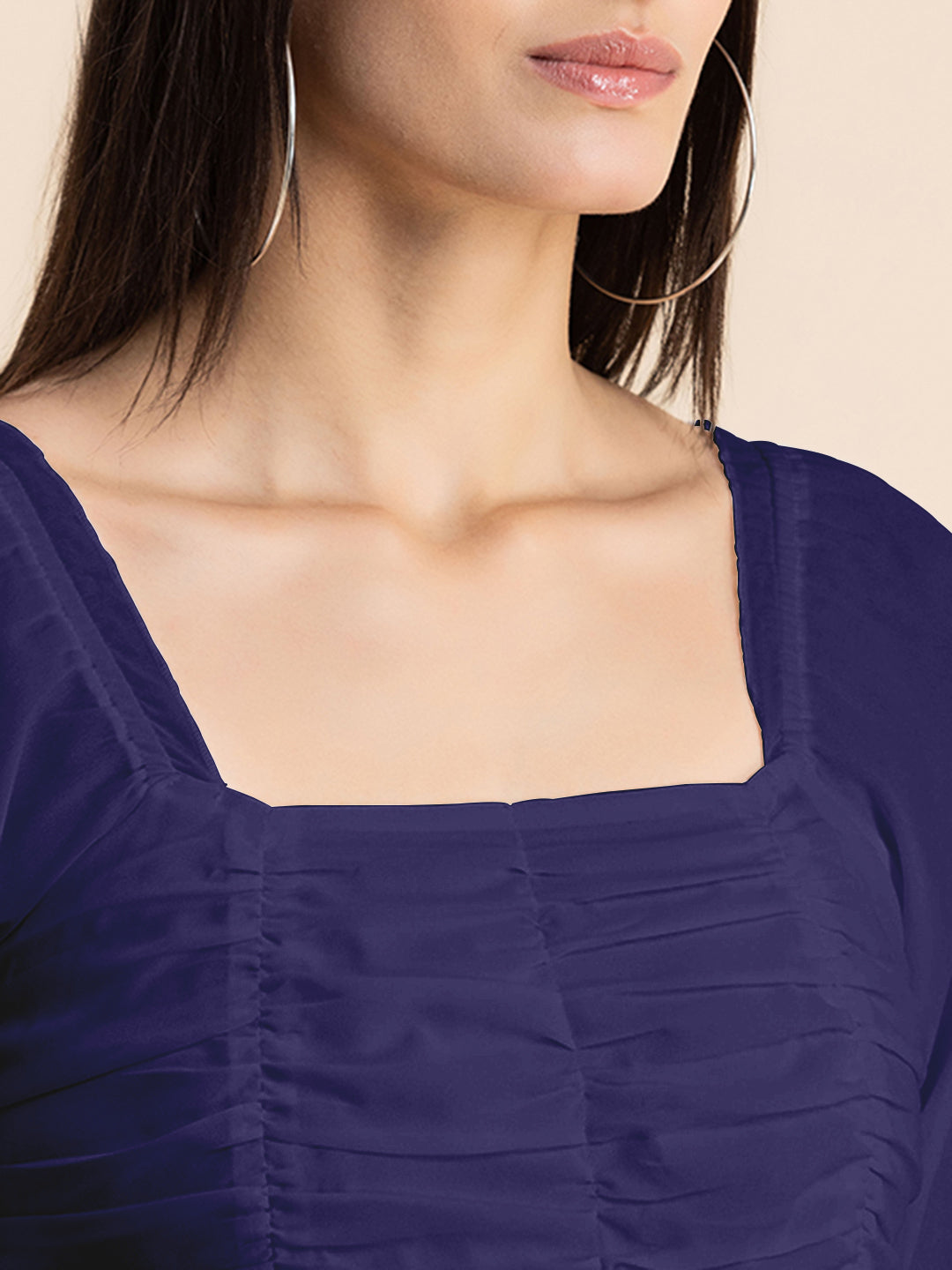Solid Ruched Midi Dress