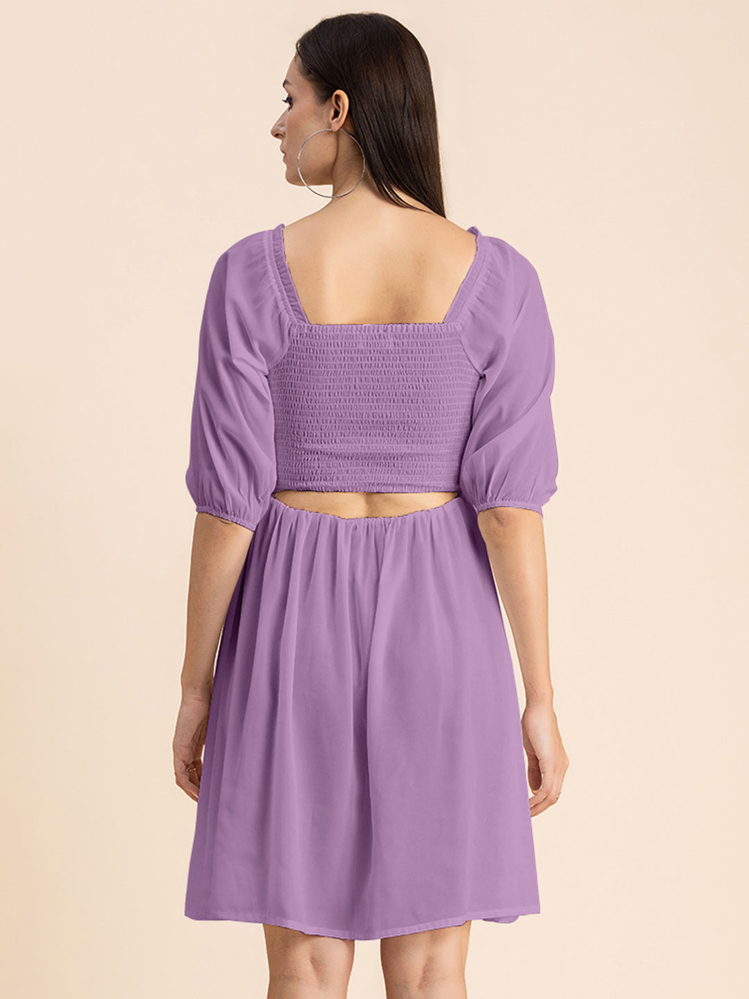 Solid Ruched Midi Dress