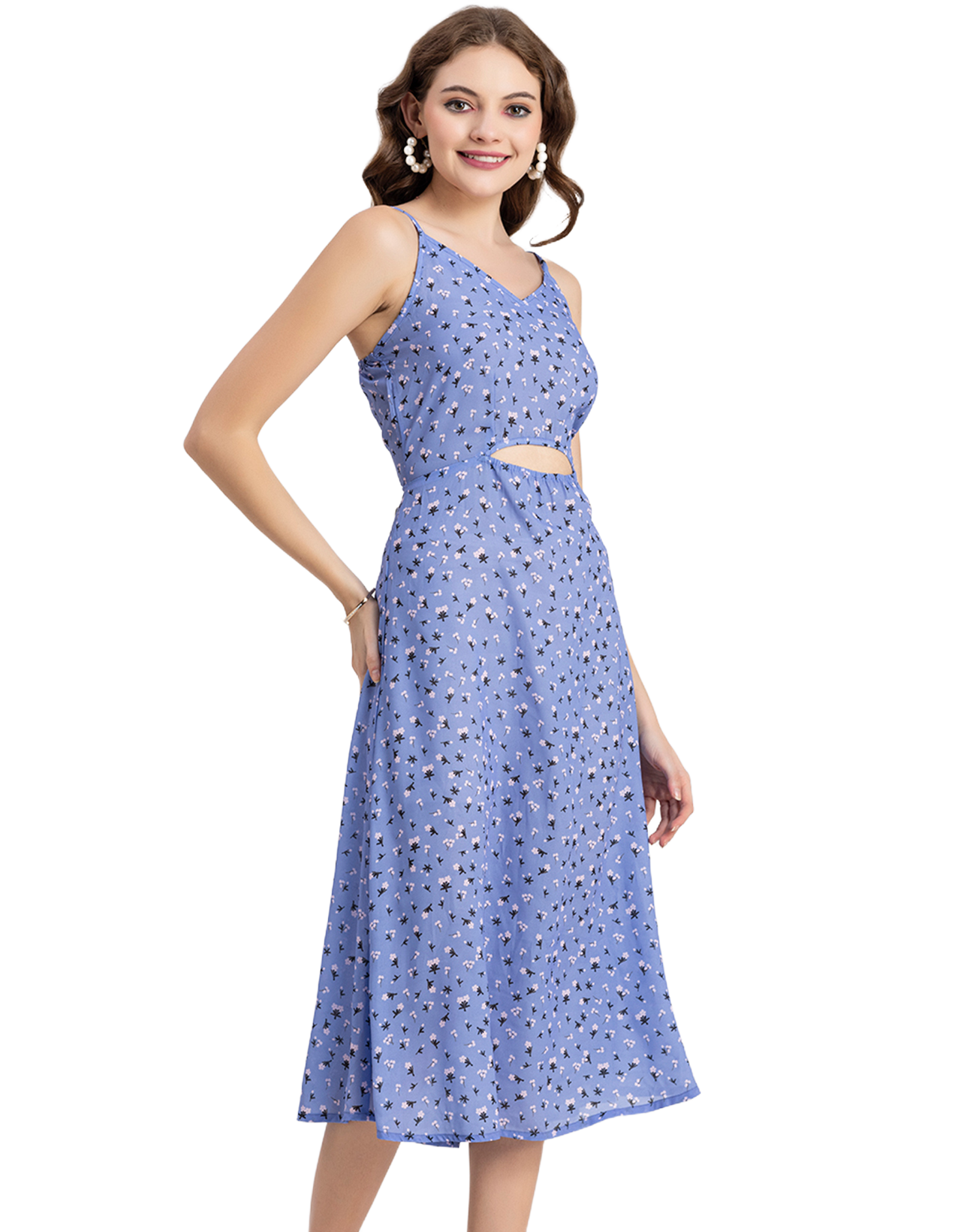 Printed Spaghetti Midi Dress