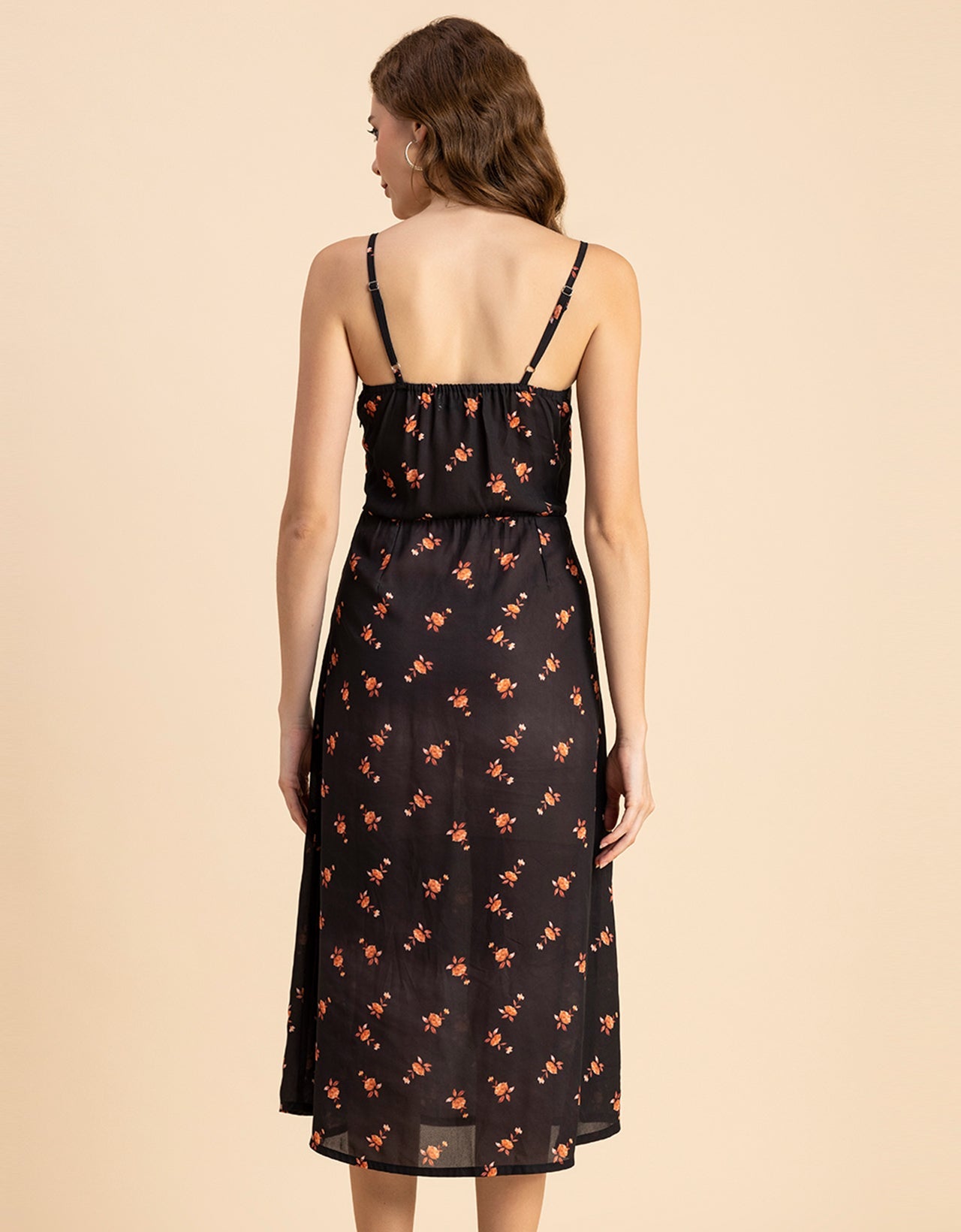 Printed Spaghetti Midi Dress