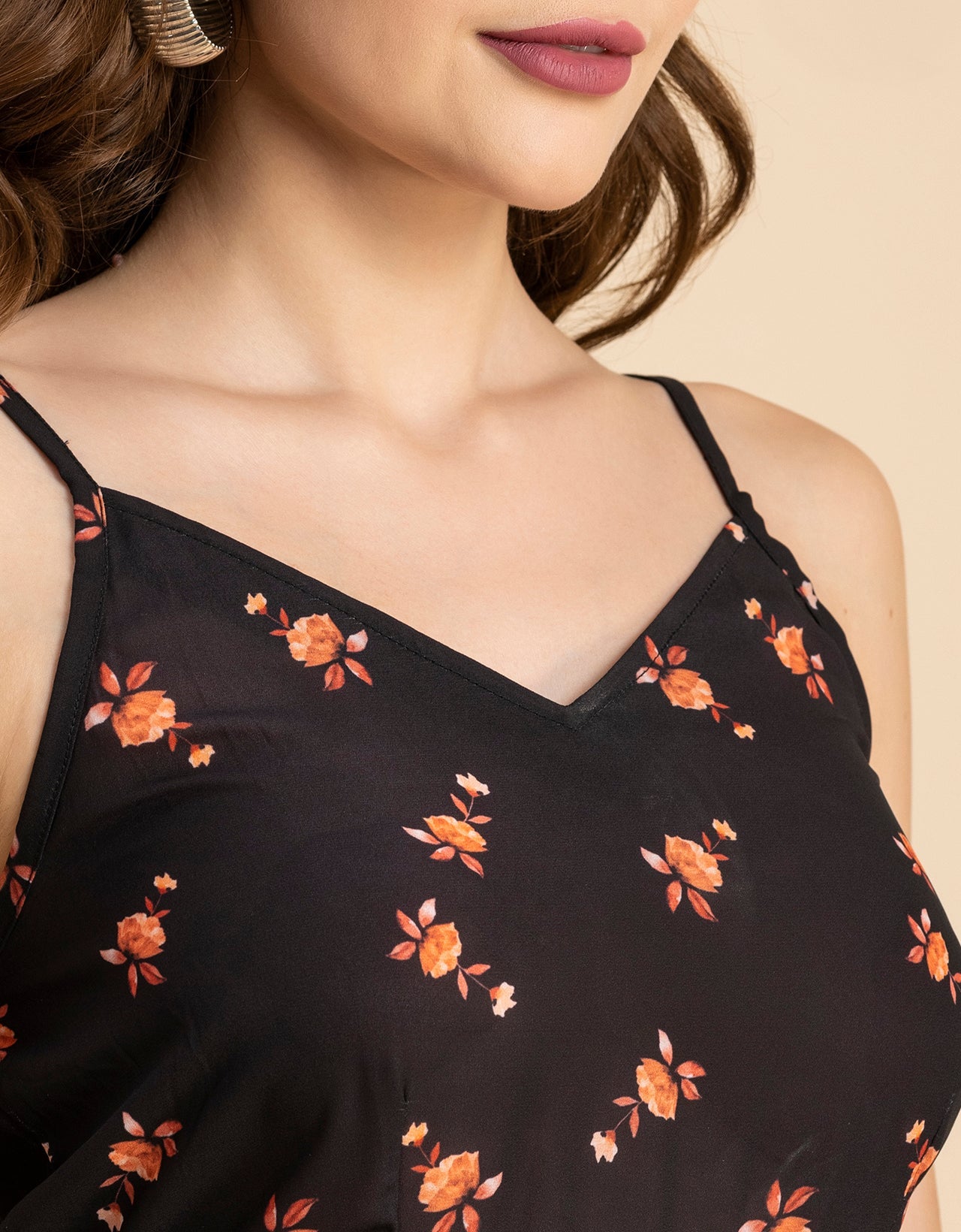 Printed Spaghetti Midi Dress