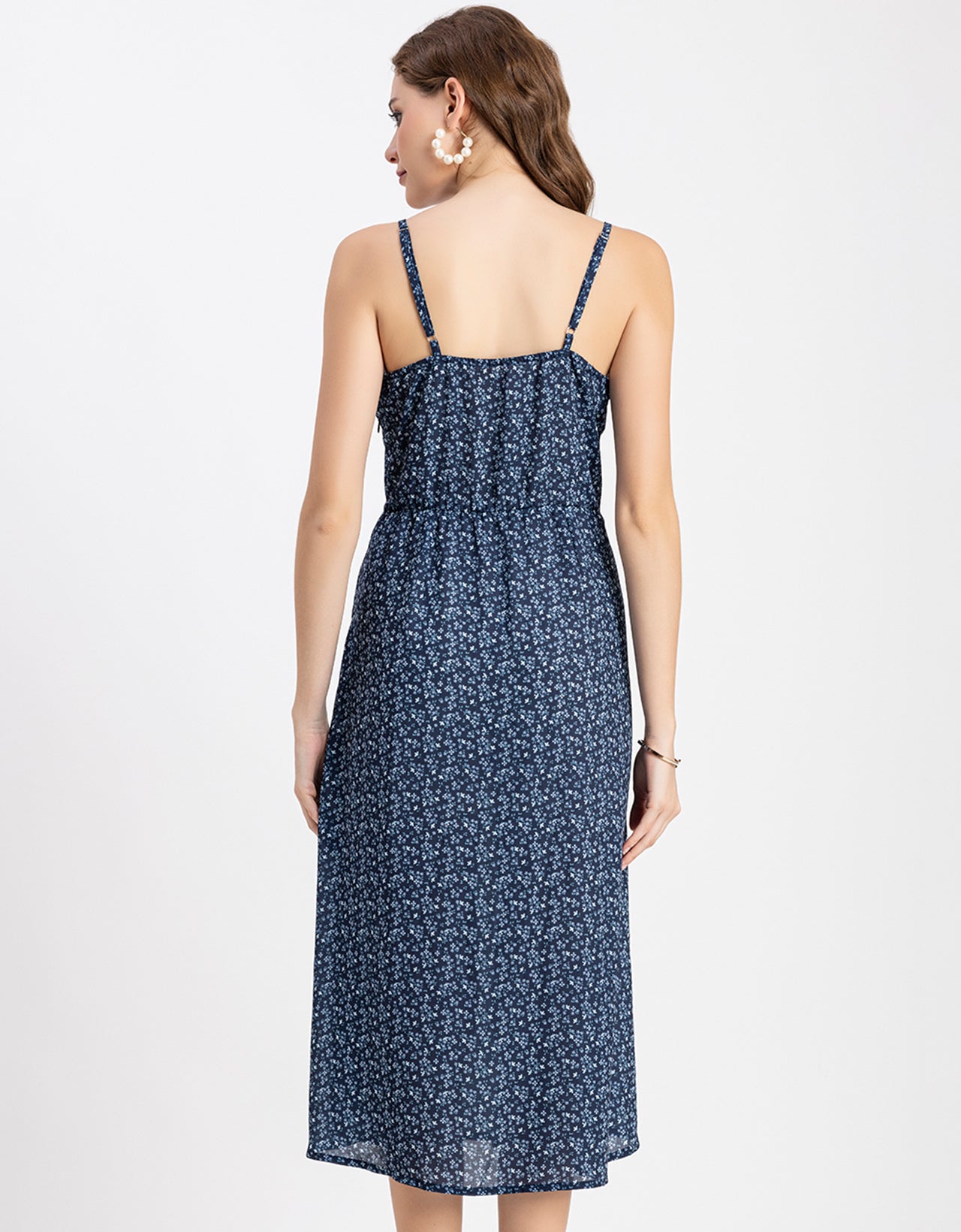 Printed Spaghetti Midi Dress