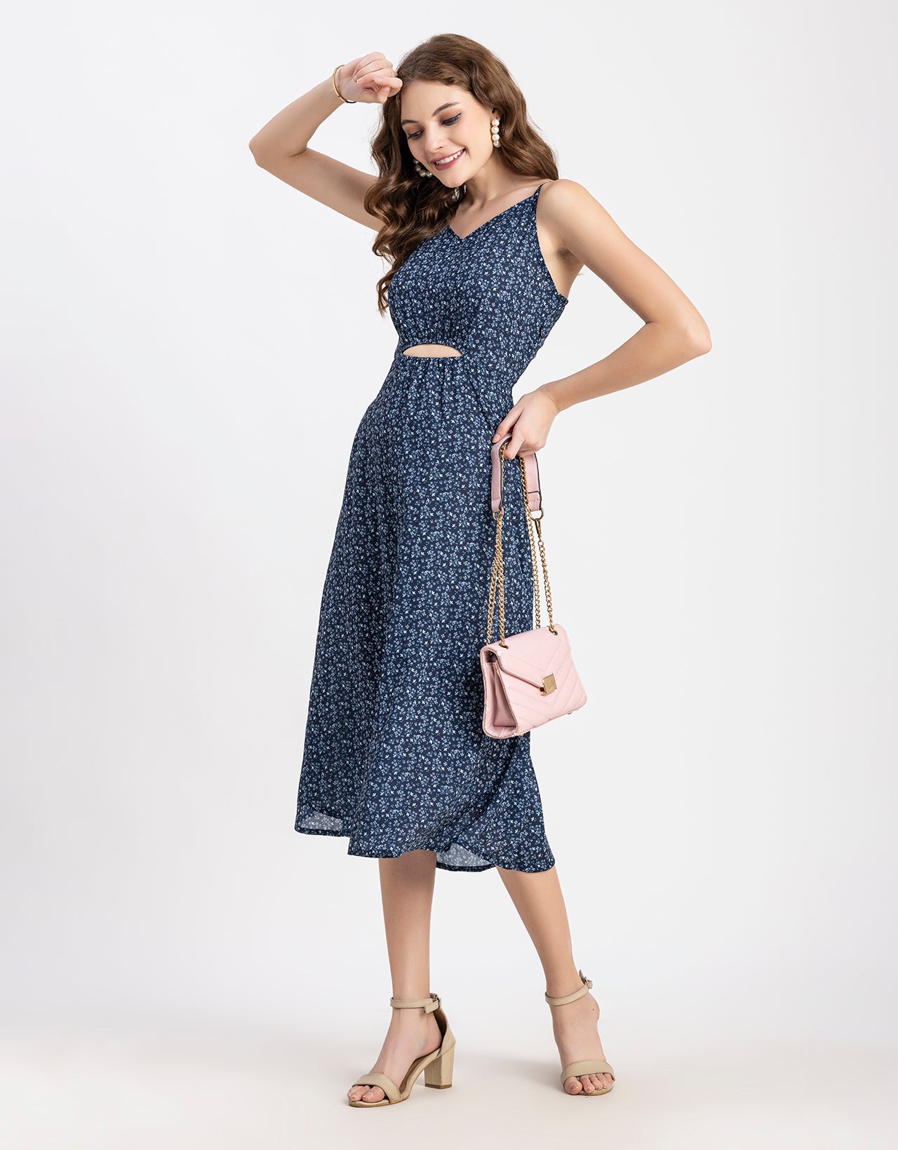 Printed Spaghetti Midi Dress