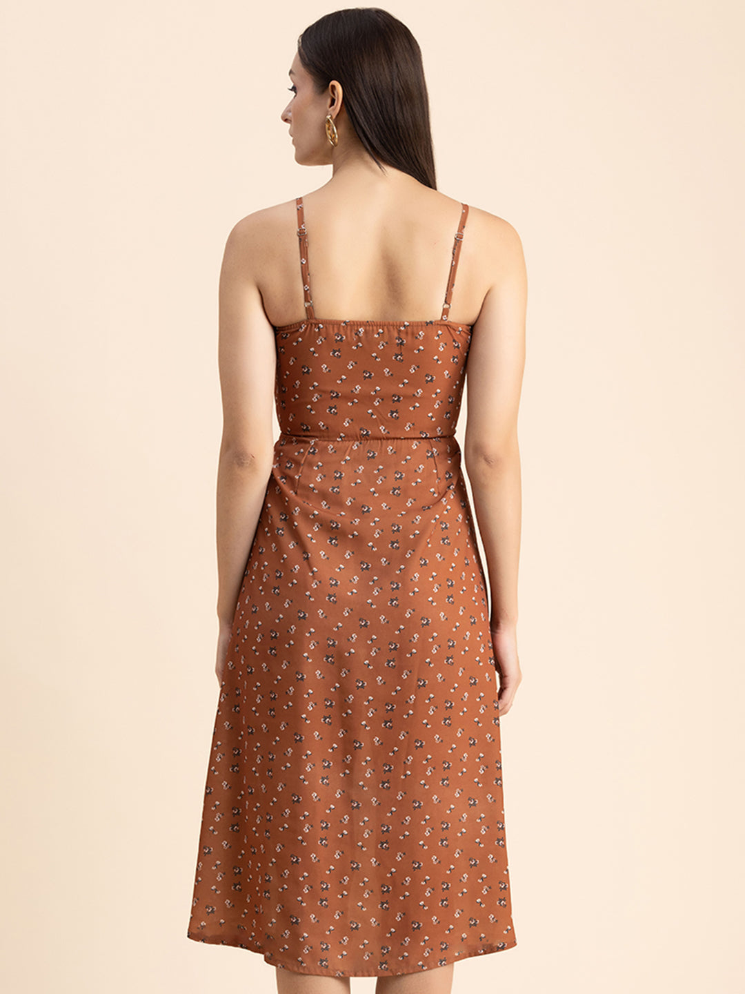 Printed Spaghetti Midi Dress