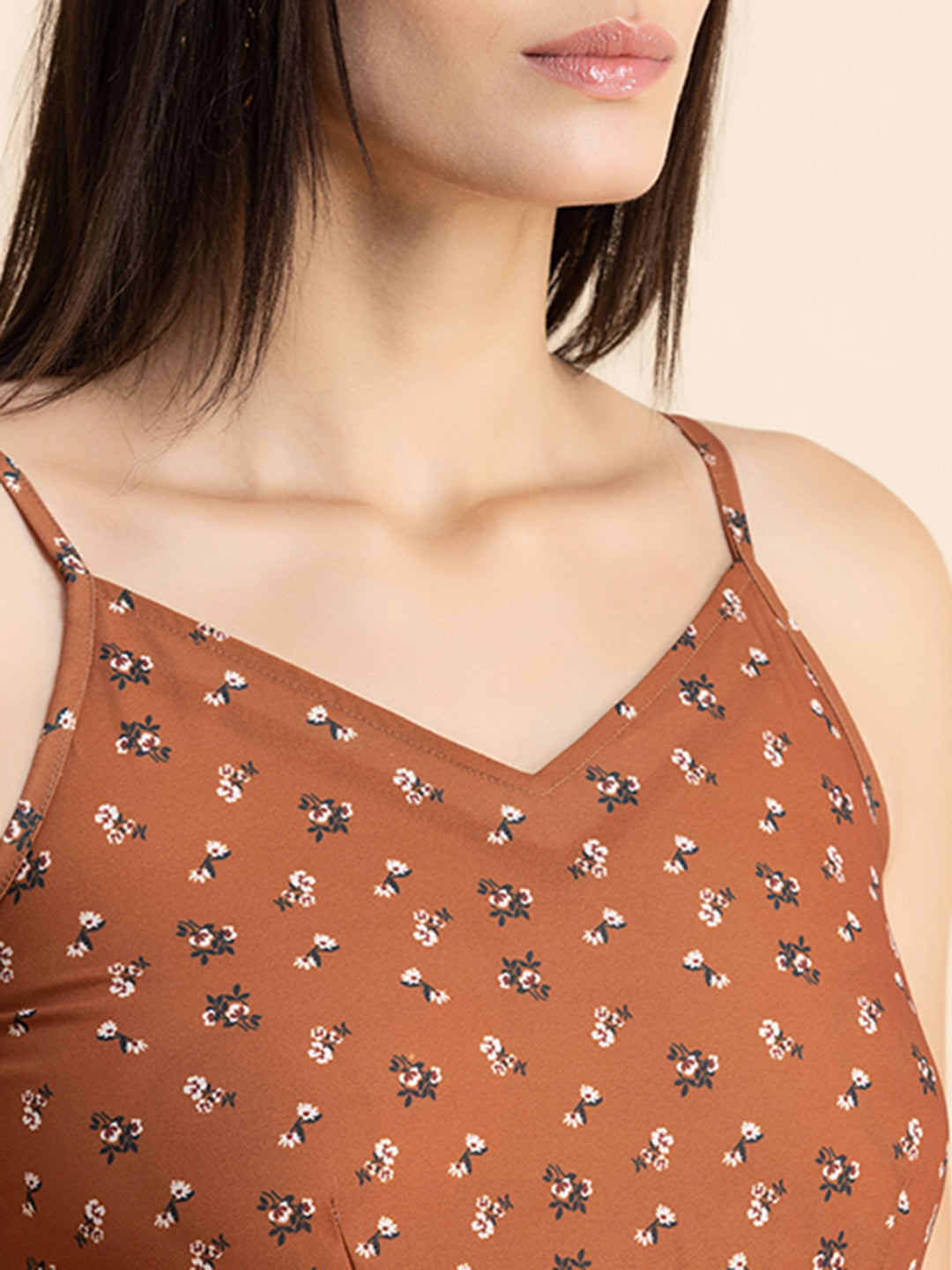 Printed Spaghetti Midi Dress