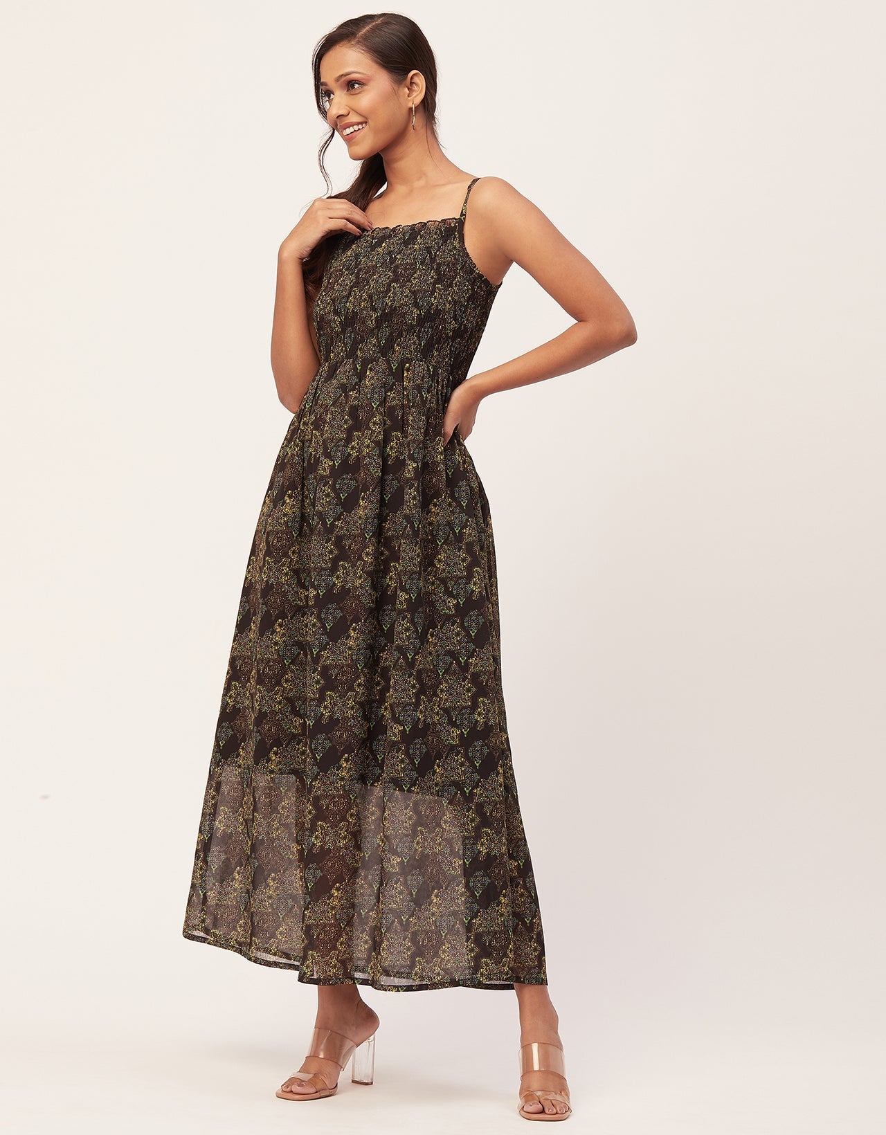 Smocked Maxi Dress, Strap
