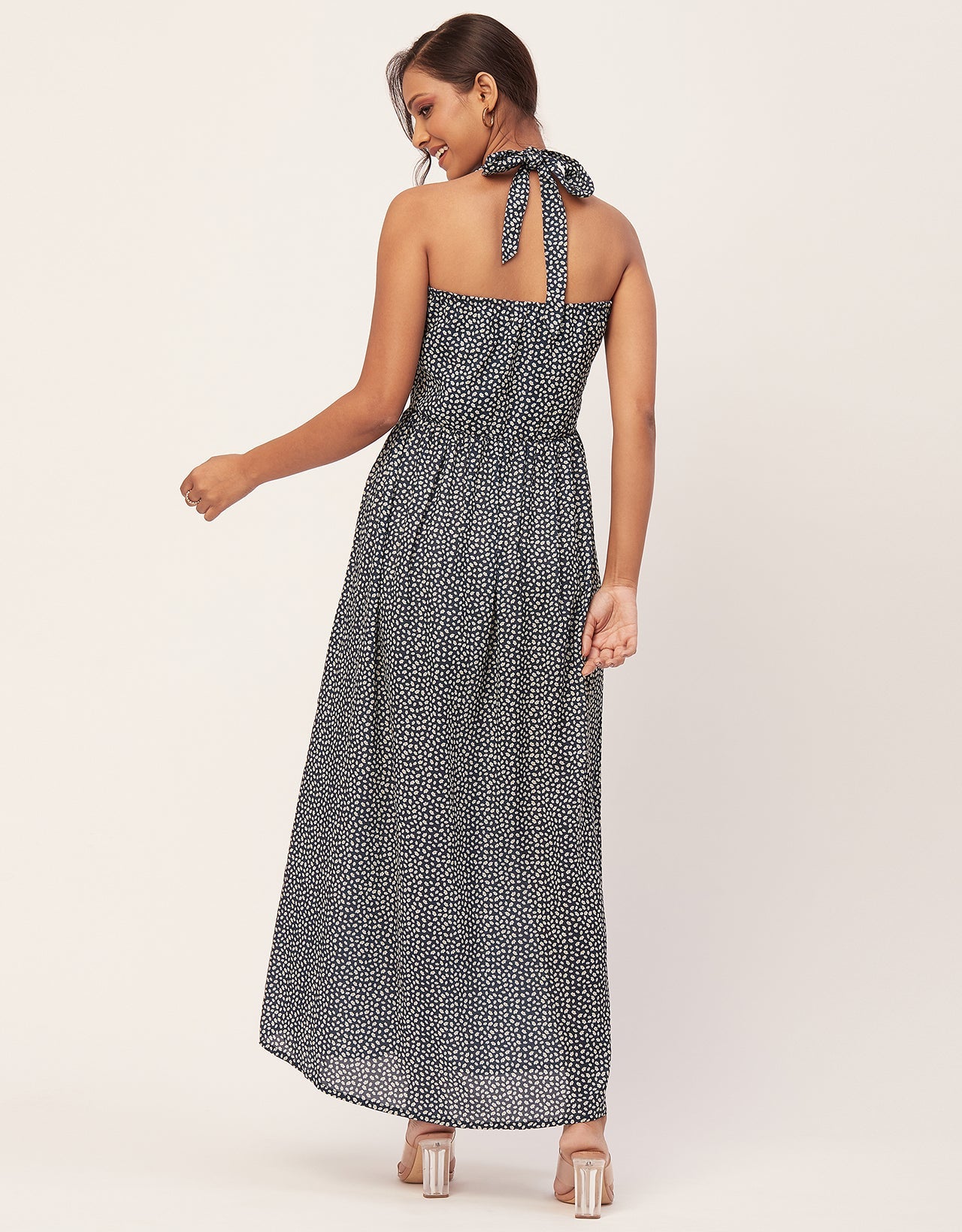 Halter Maxi Dress, V-Neck