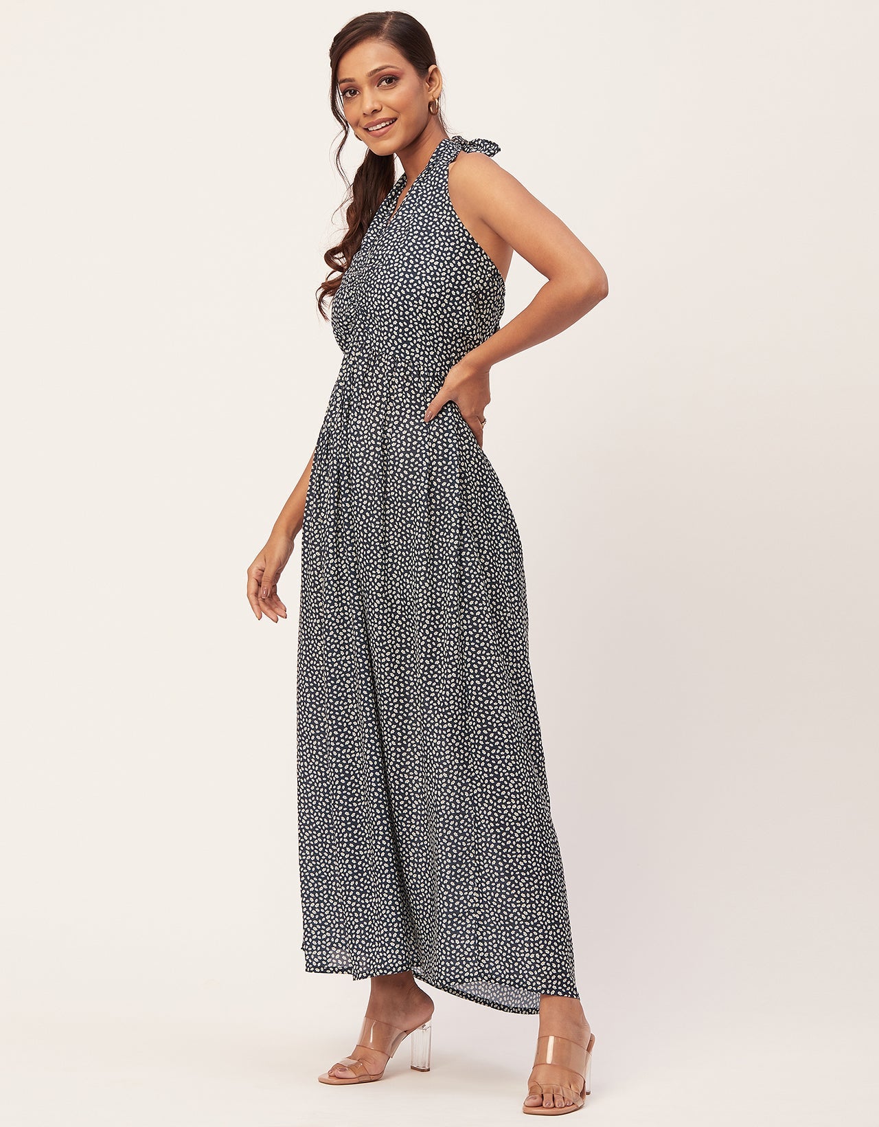 Halter Maxi Dress, V-Neck