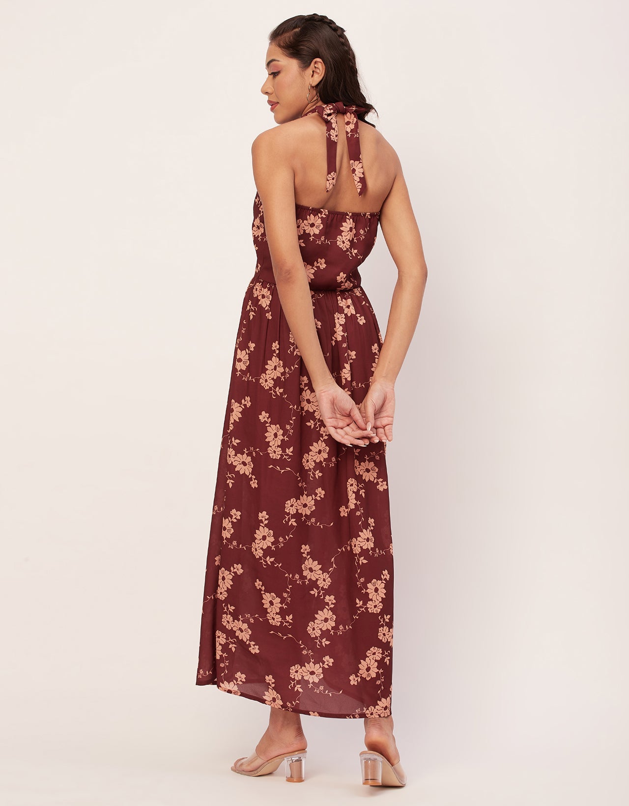 Halter Maxi Dress, V-Neck