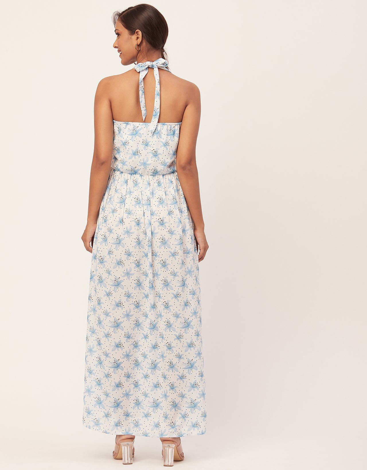 Halter Maxi Dress, V-Neck