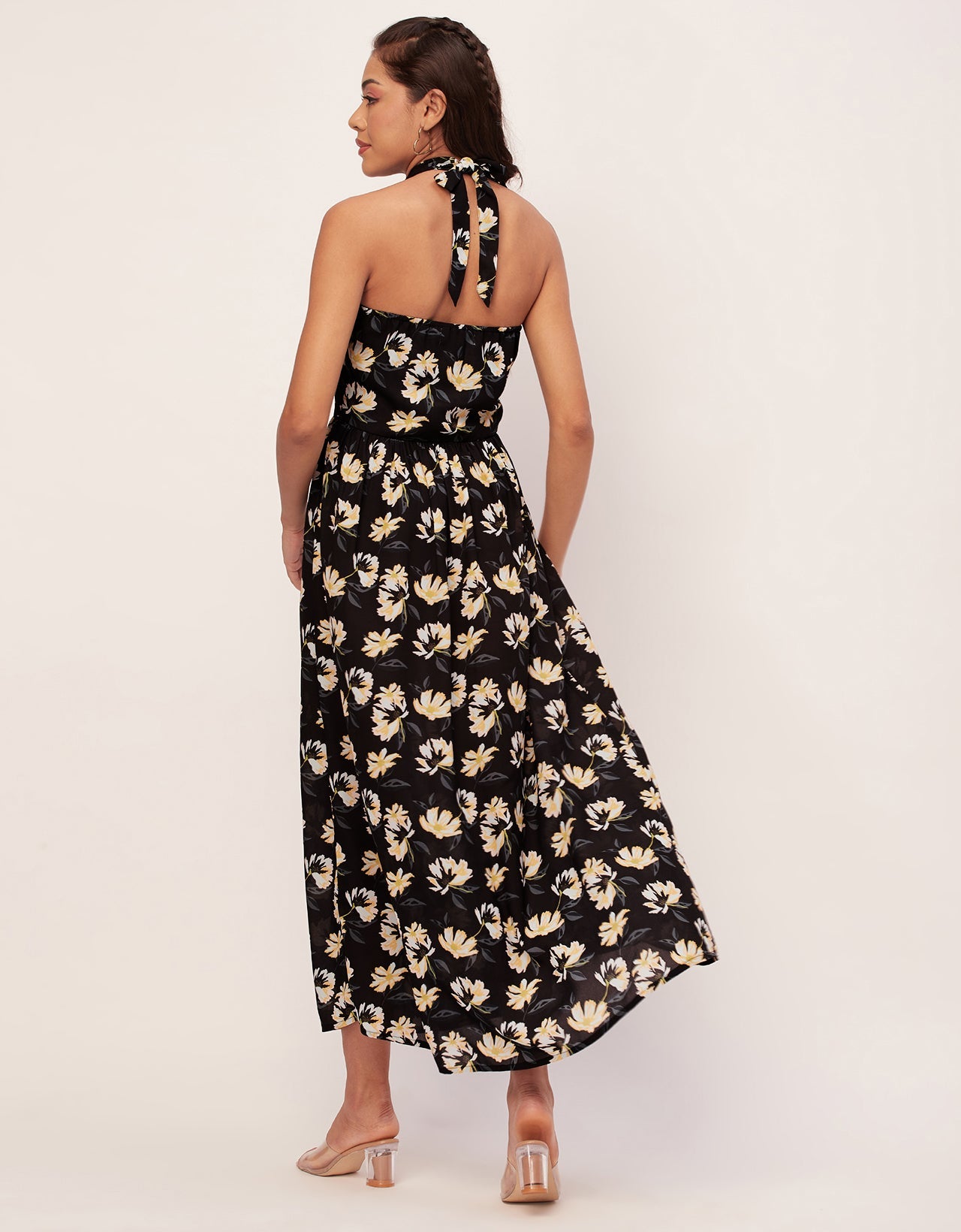 Halter Maxi Dress, V-Neck