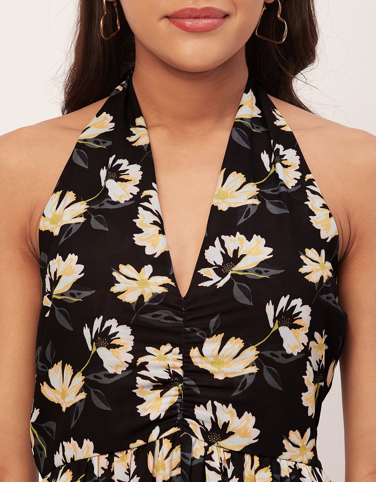 Halter Maxi Dress, V-Neck