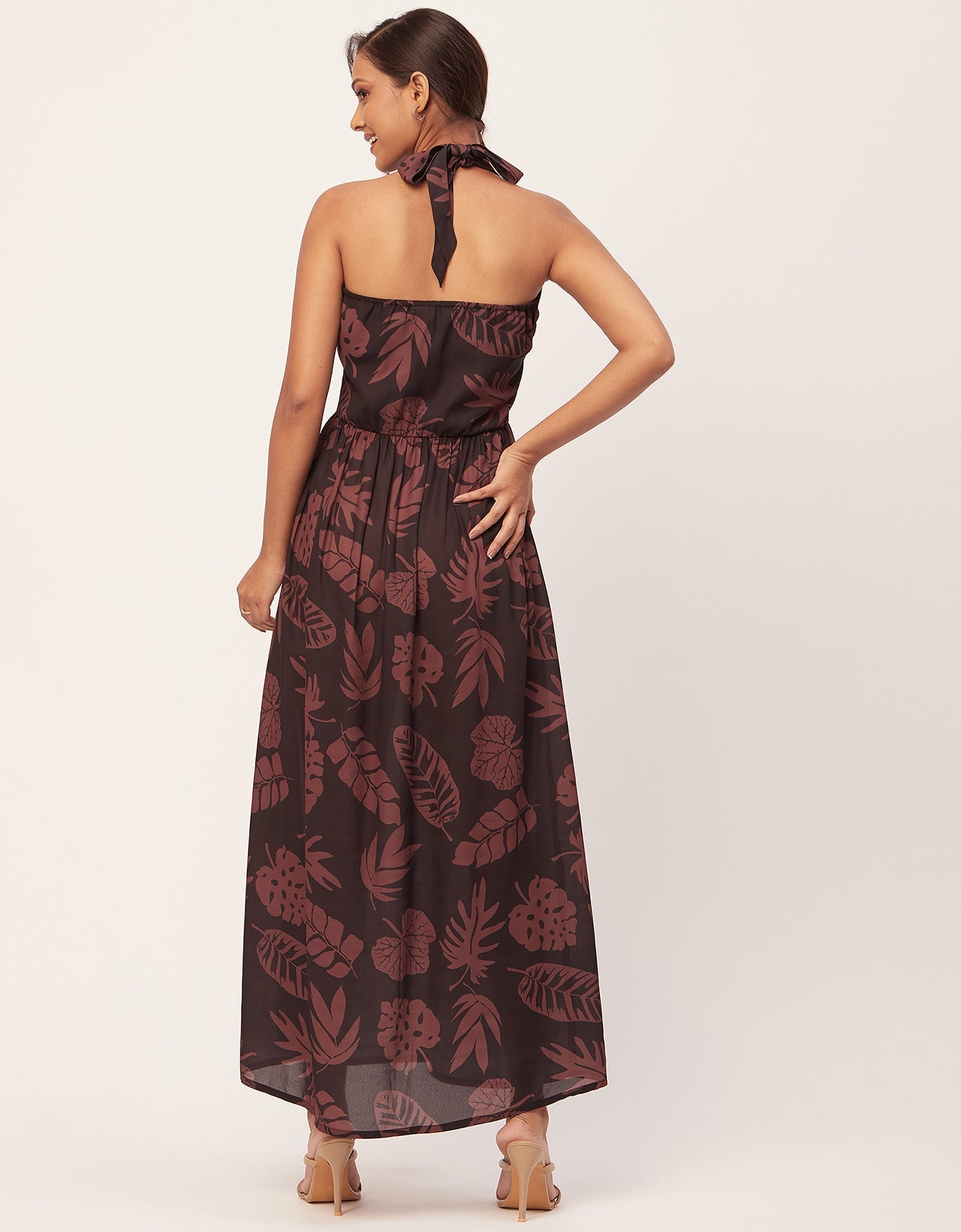 Halter Maxi Dress, V-Neck