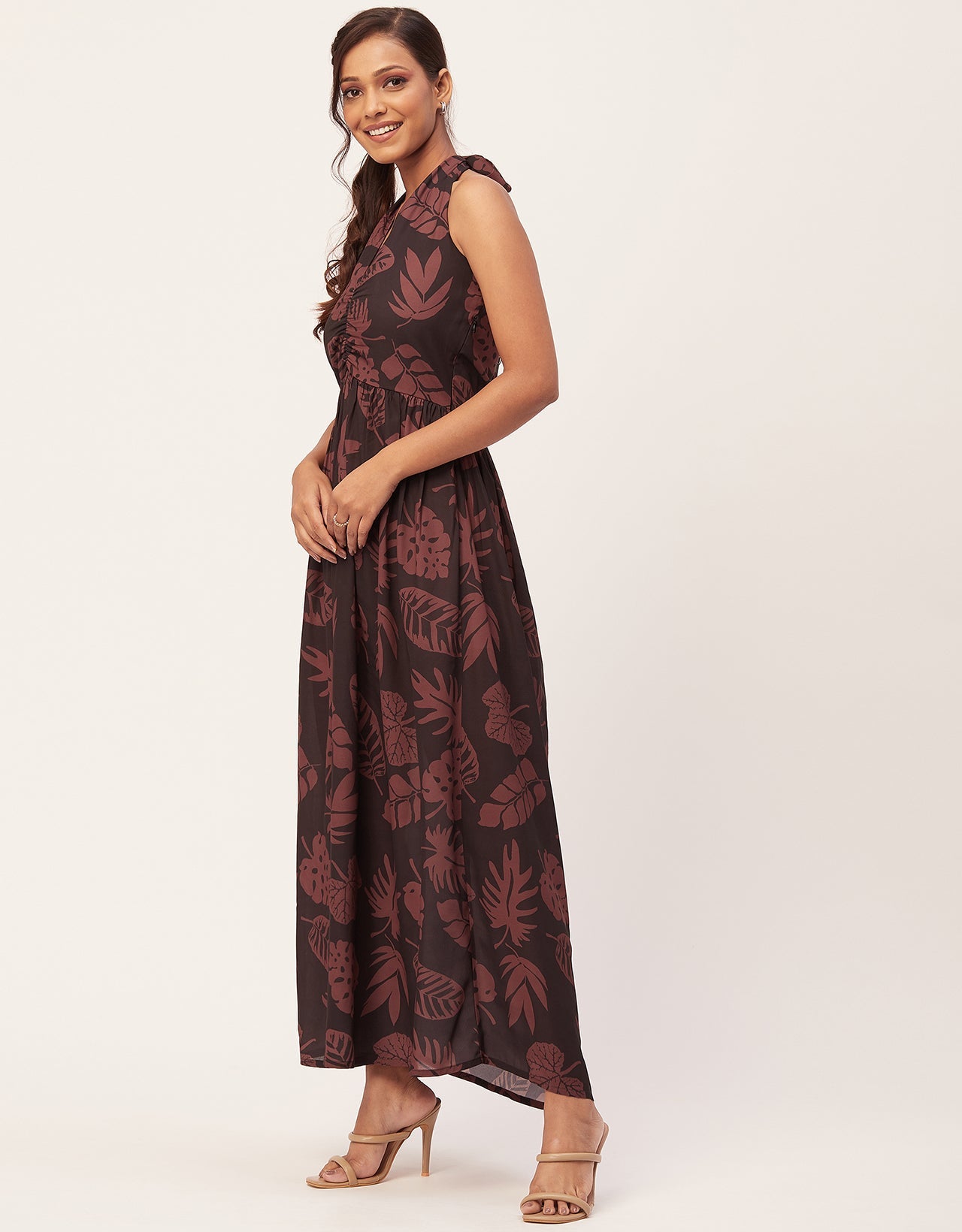 Halter Maxi Dress, V-Neck