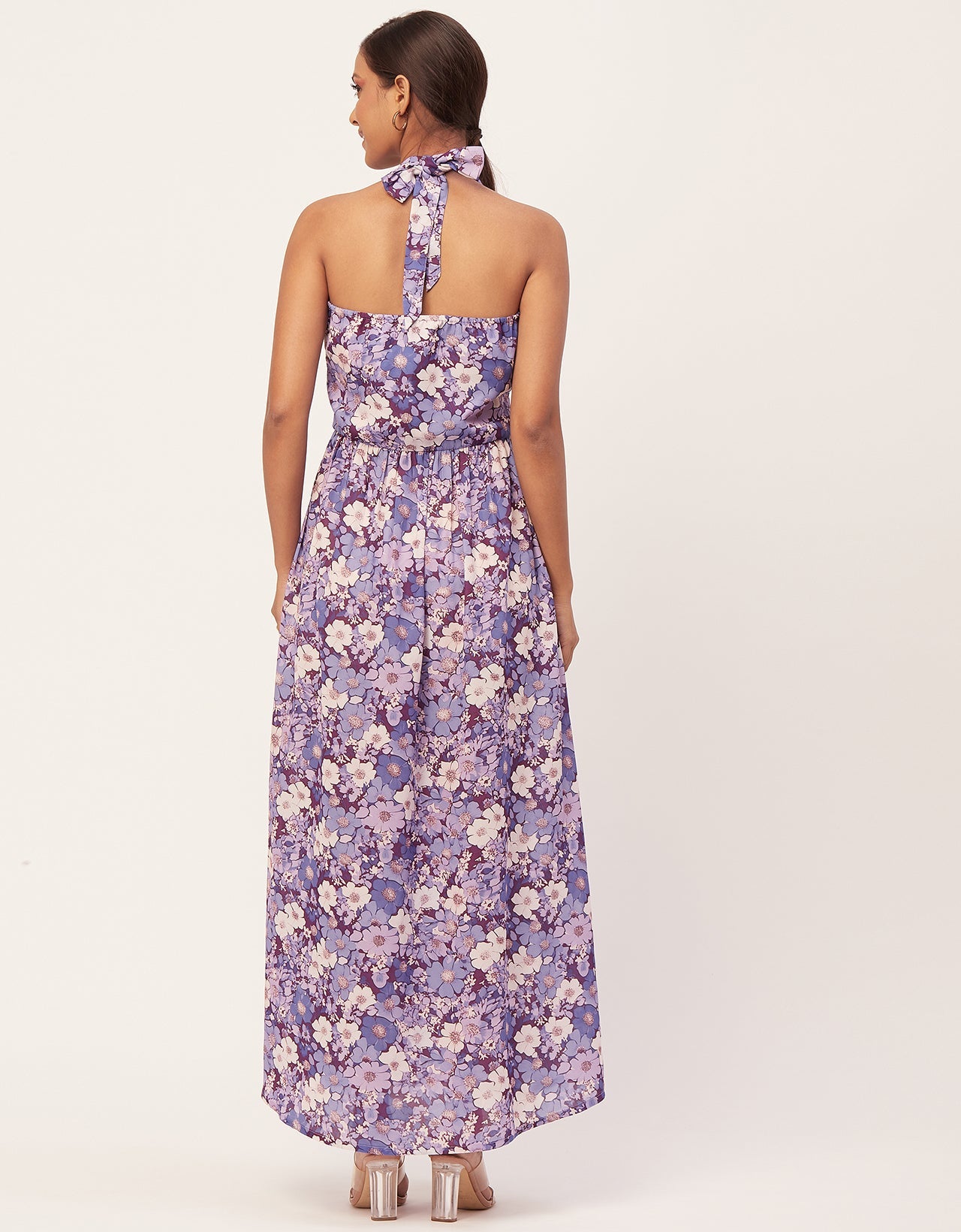 Halter Maxi Dress, V-Neck